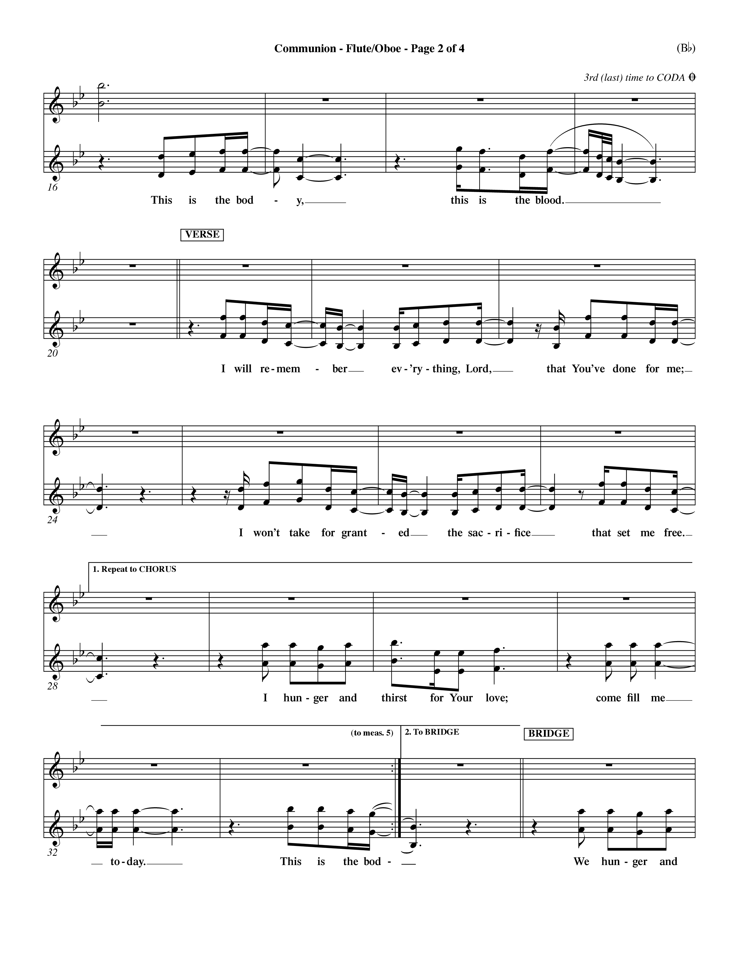 Communion (Choral Anthem) Flute/Oboe (Word Music Choral / Orch. Dave Williamson)