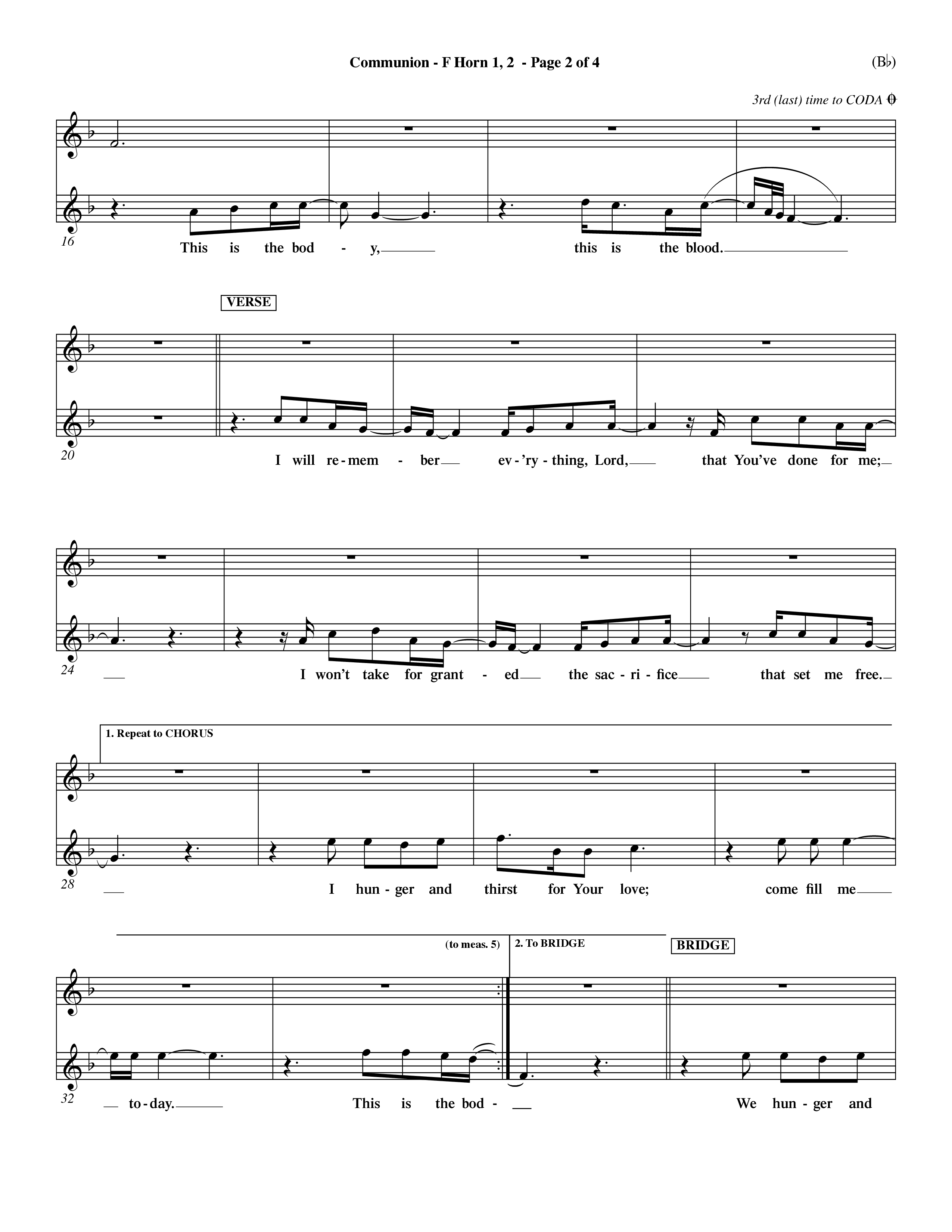 Communion (Choral Anthem) French Horn (Word Music Choral / Orch. Dave Williamson)