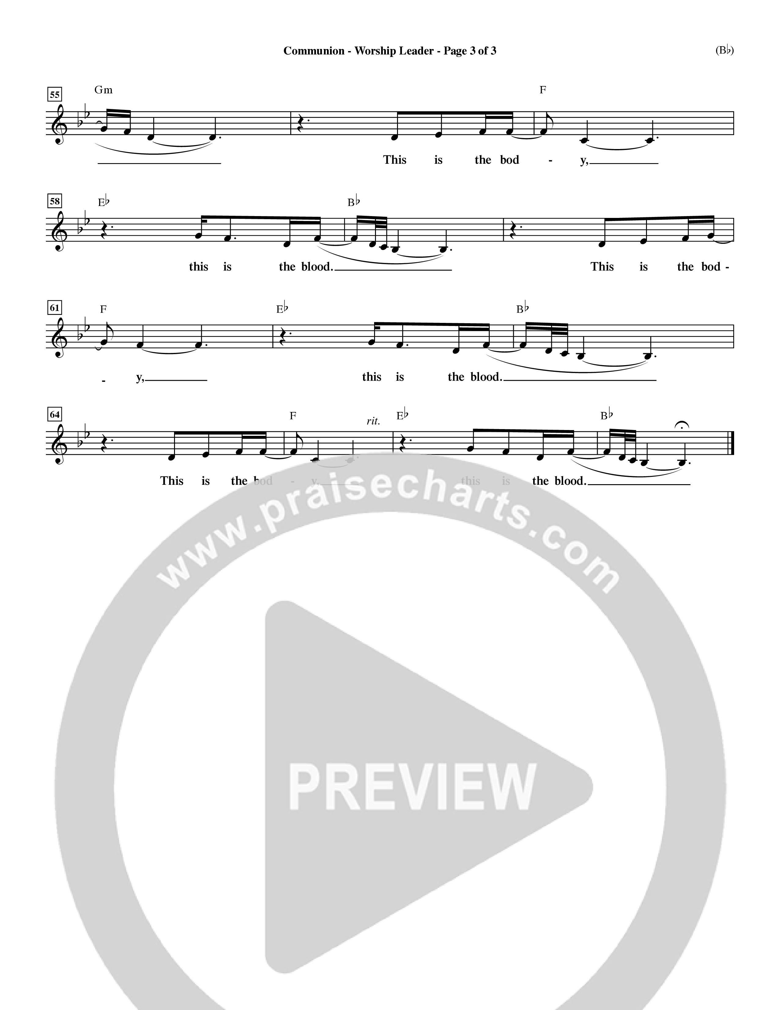 Communion (Choral Anthem) Lead Sheet (Mel) (Word Music Choral / Orch. Dave Williamson)