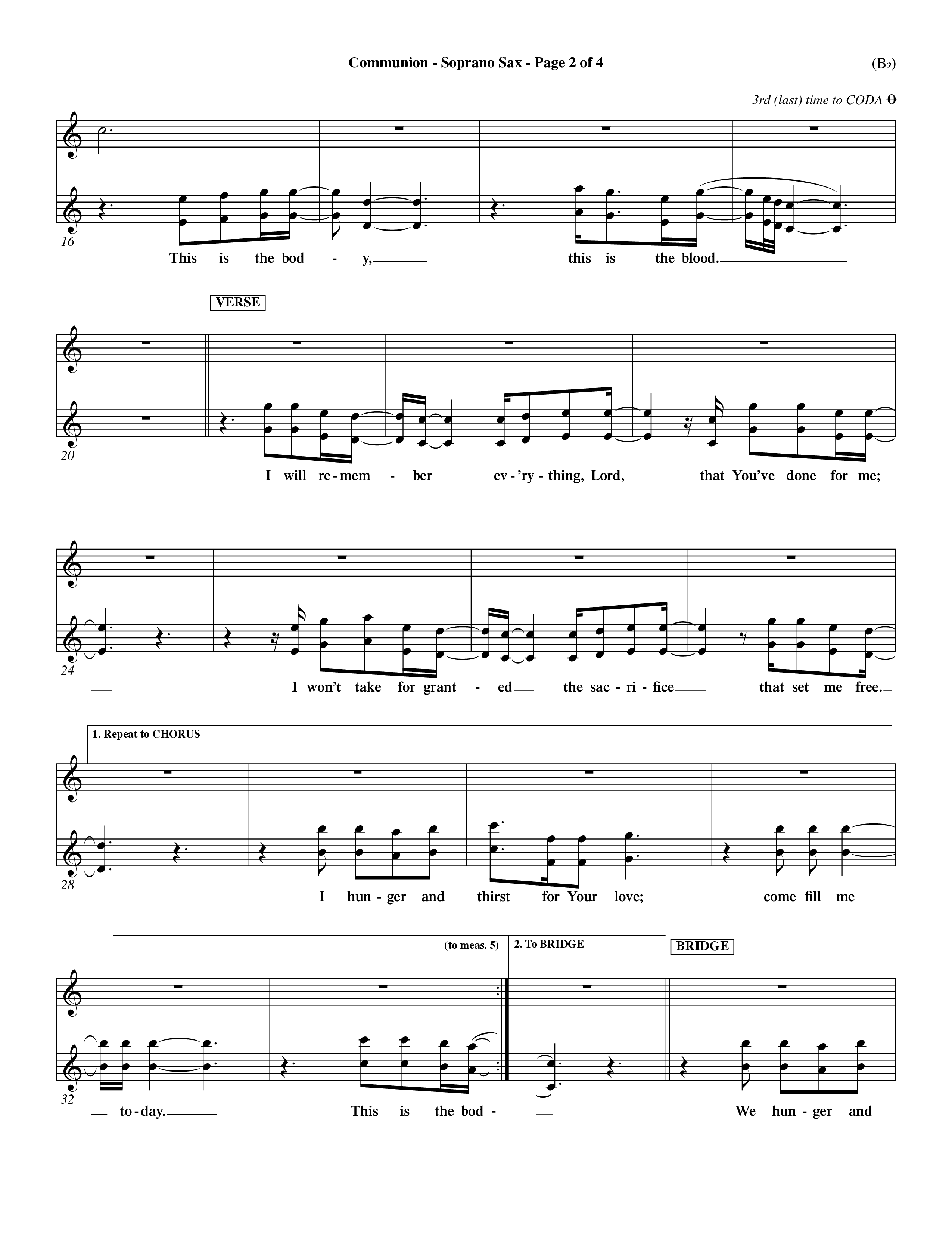 Communion (Choral Anthem) Saxophone (Word Music Choral / Orch. Dave Williamson)