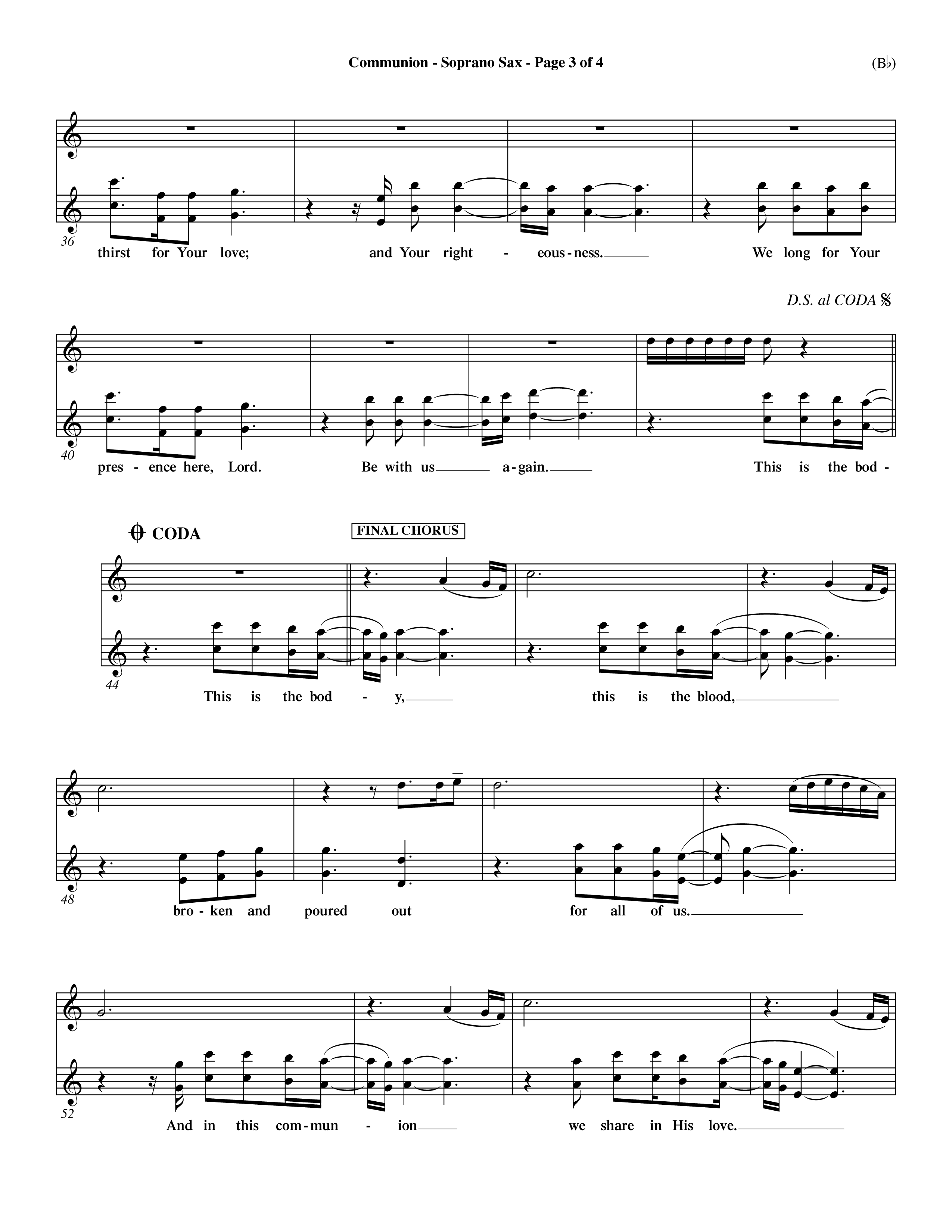 Communion (Choral Anthem) Saxophone (Word Music Choral / Orch. Dave Williamson)