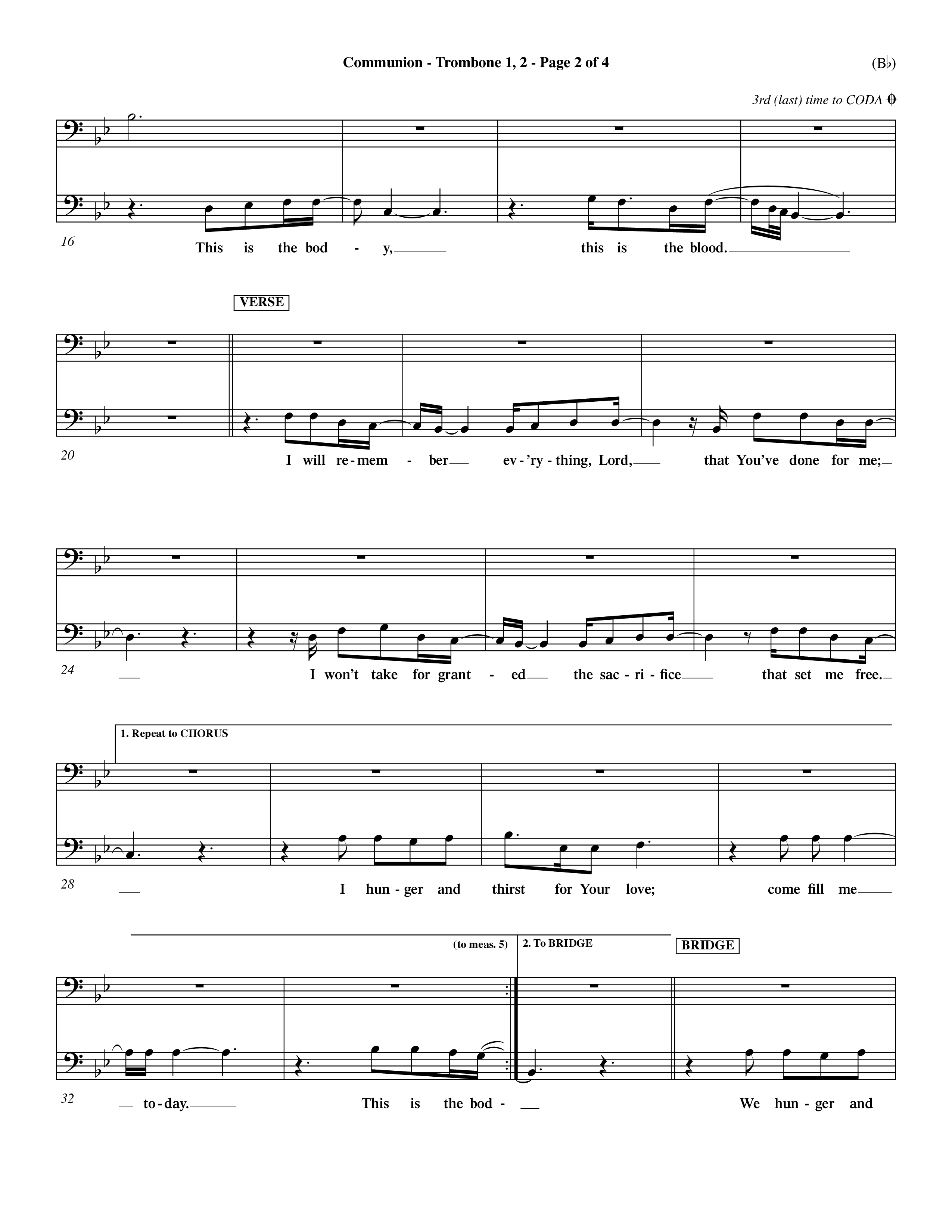 Communion (Choral Anthem) Trombone 1/2 (Word Music Choral / Orch. Dave Williamson)