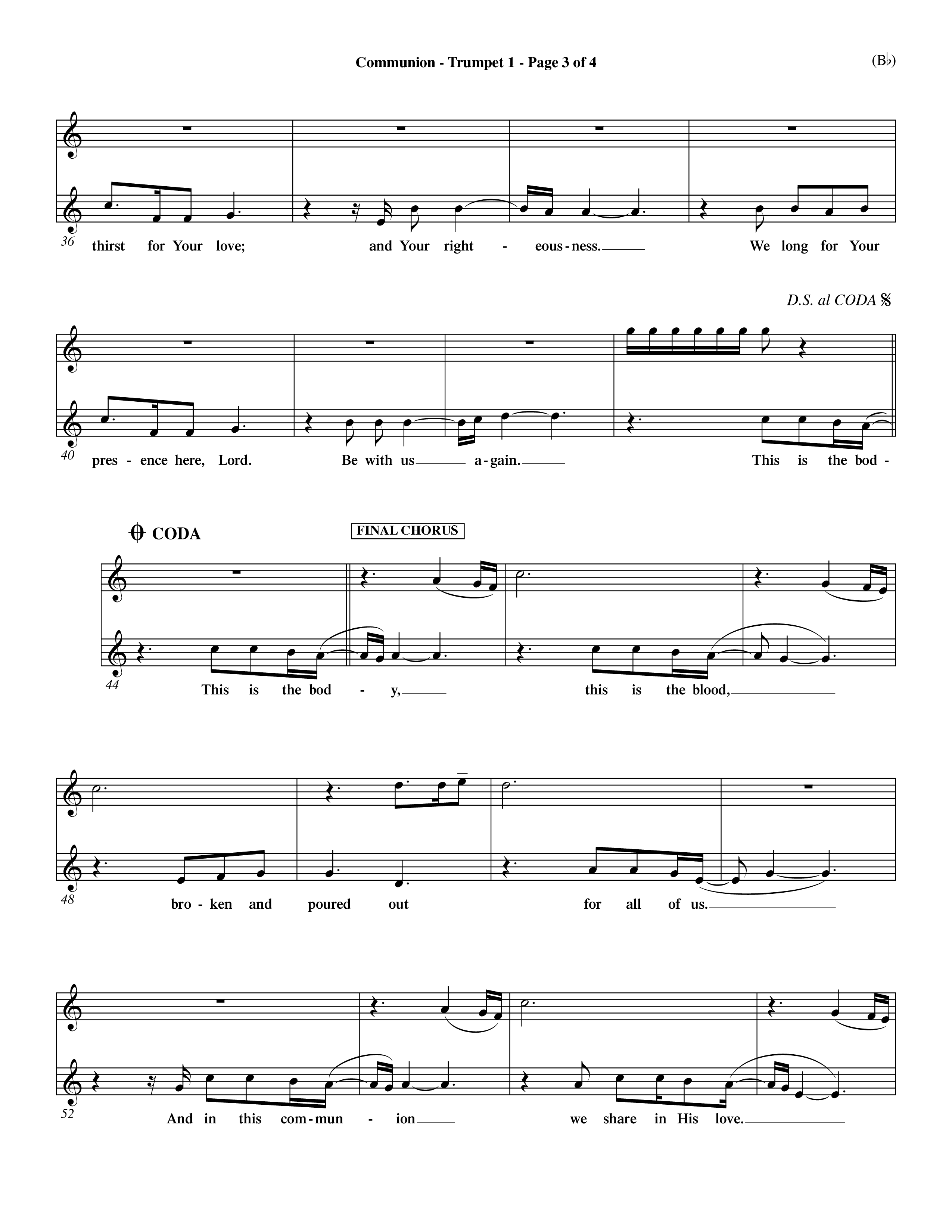 Communion (Choral Anthem) Trumpet 1 (Word Music Choral / Orch. Dave Williamson)