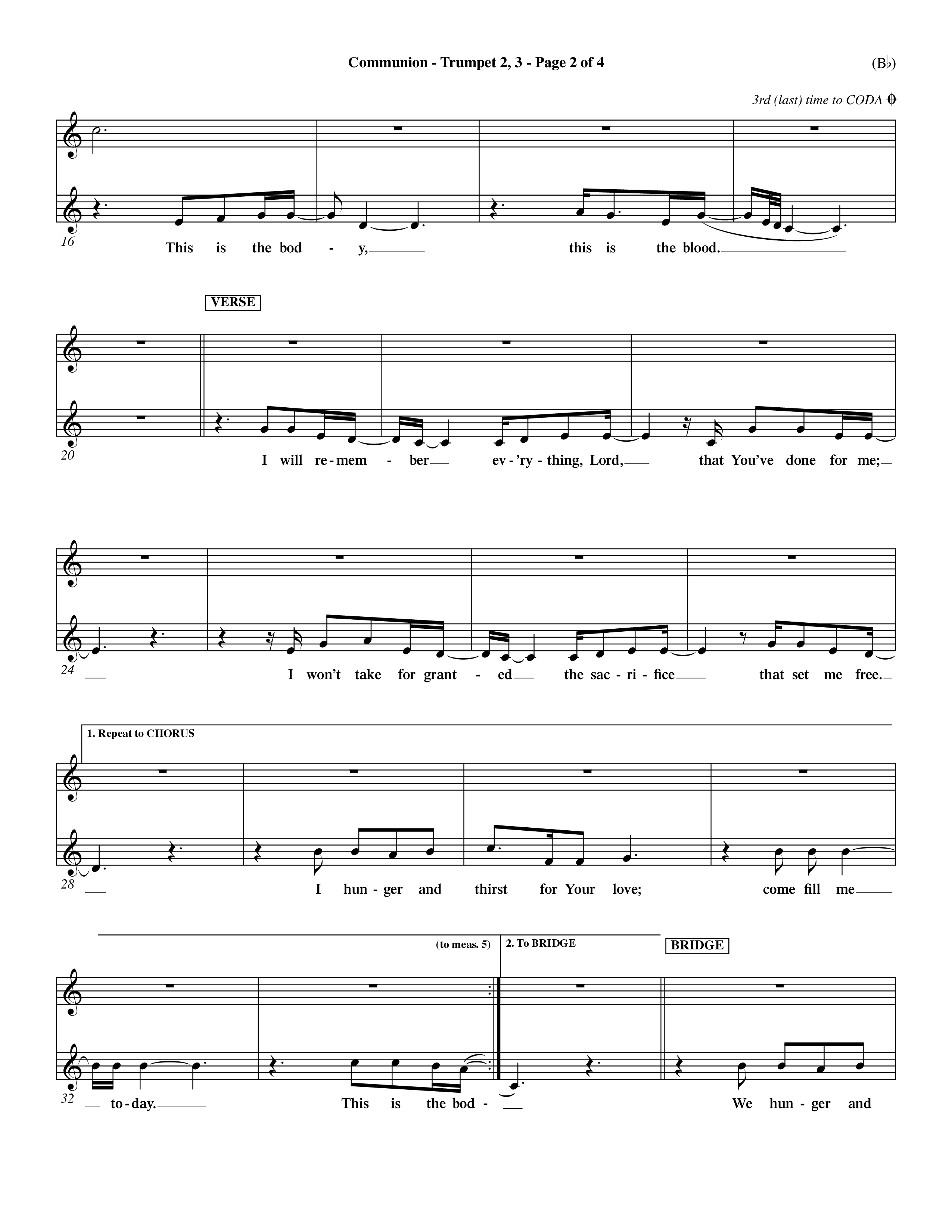 Communion (Choral Anthem) Trumpet 2/3 (Word Music Choral / Orch. Dave Williamson)