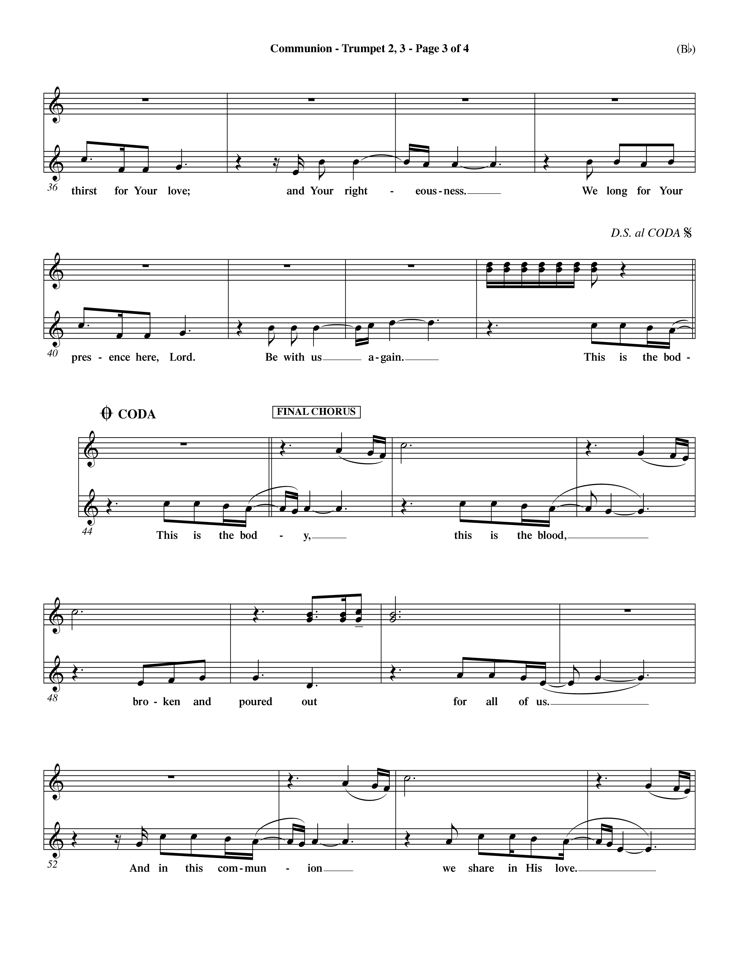 Communion (Choral Anthem) Trumpet 2/3 (Word Music Choral / Orch. Dave Williamson)