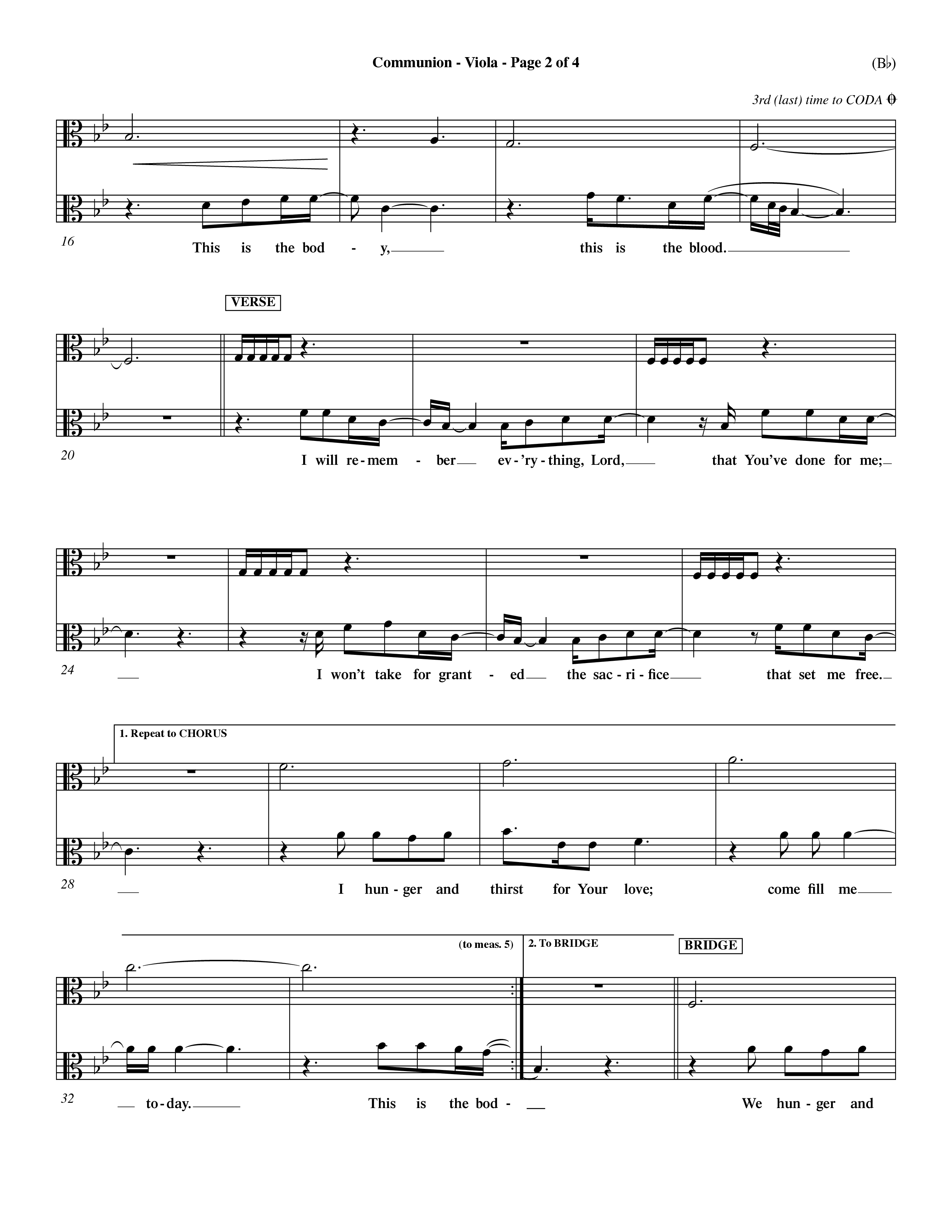 Communion (Choral Anthem) Viola (Word Music Choral / Orch. Dave Williamson)