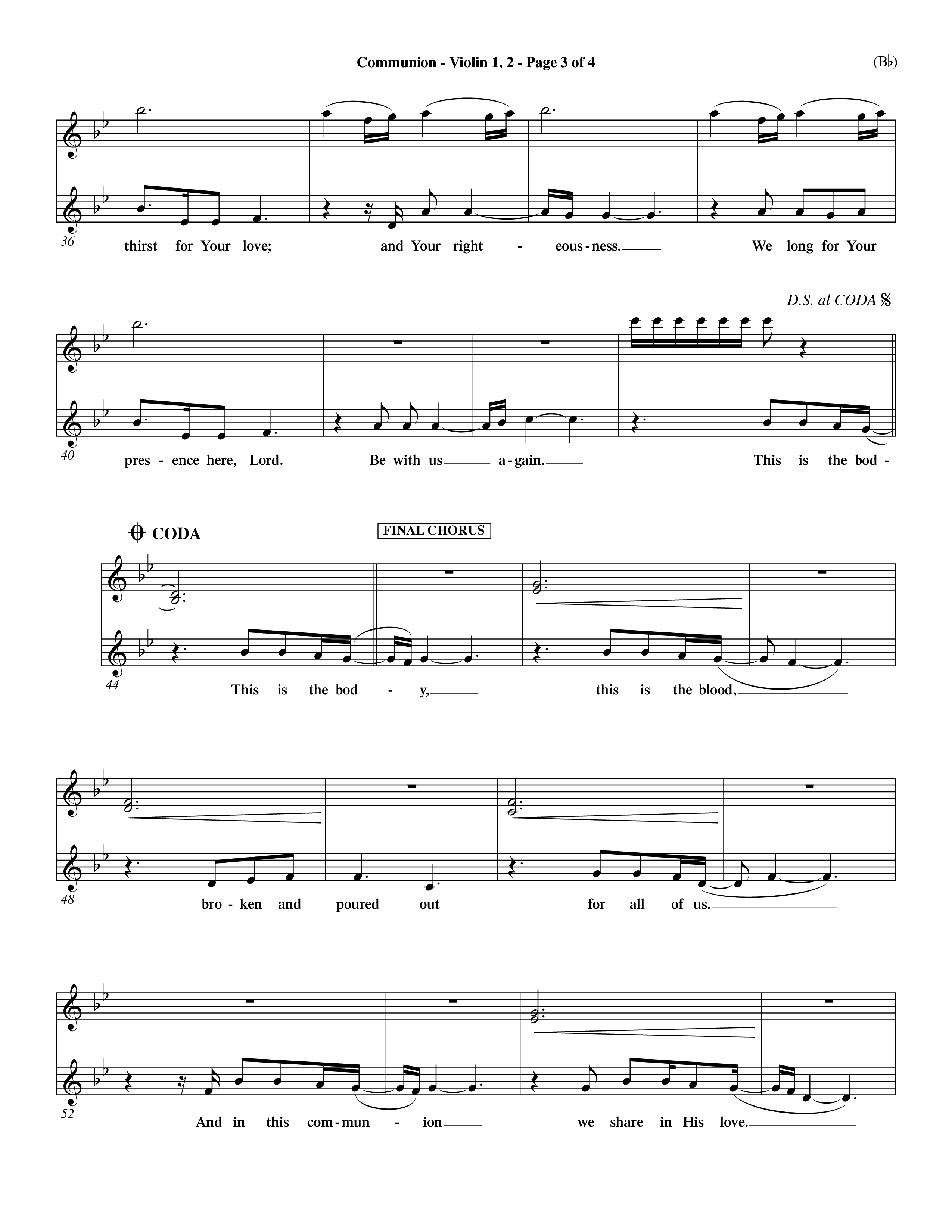 Communion (Choral Anthem) Violin 1/2 (Word Music Choral / Orch. Dave Williamson)