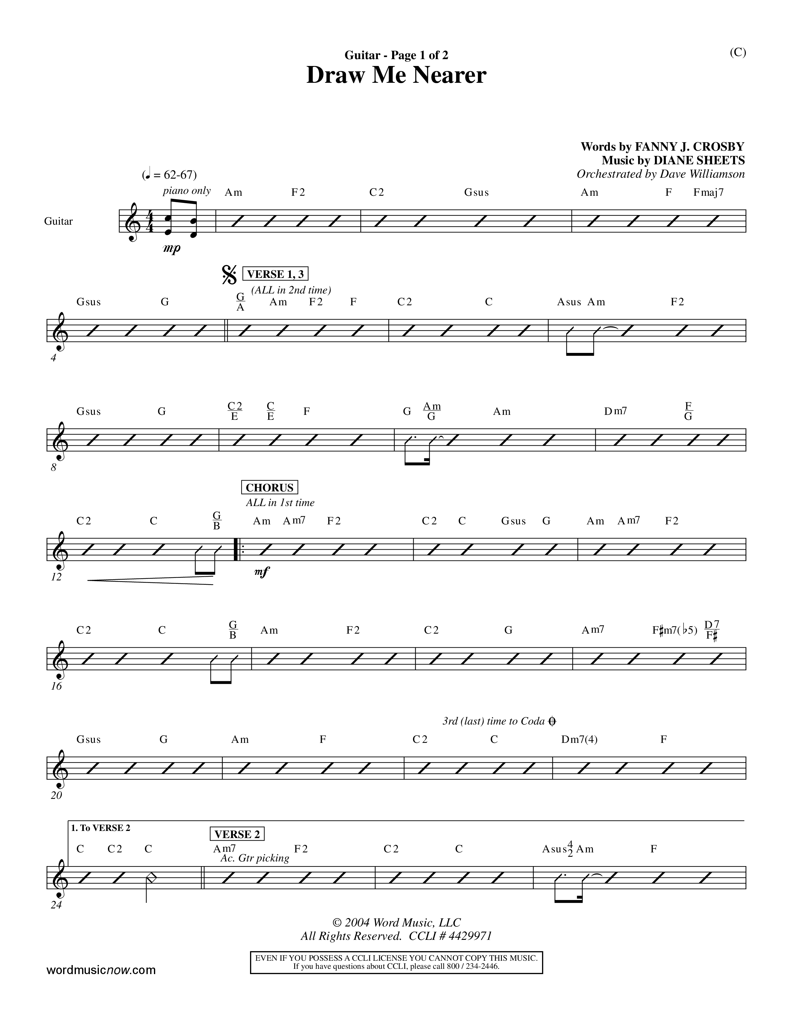 Draw Me Nearer (Choral Anthem SATB) Acoustic Guitar (Word Music Choral / Orch. Dave Williamson)