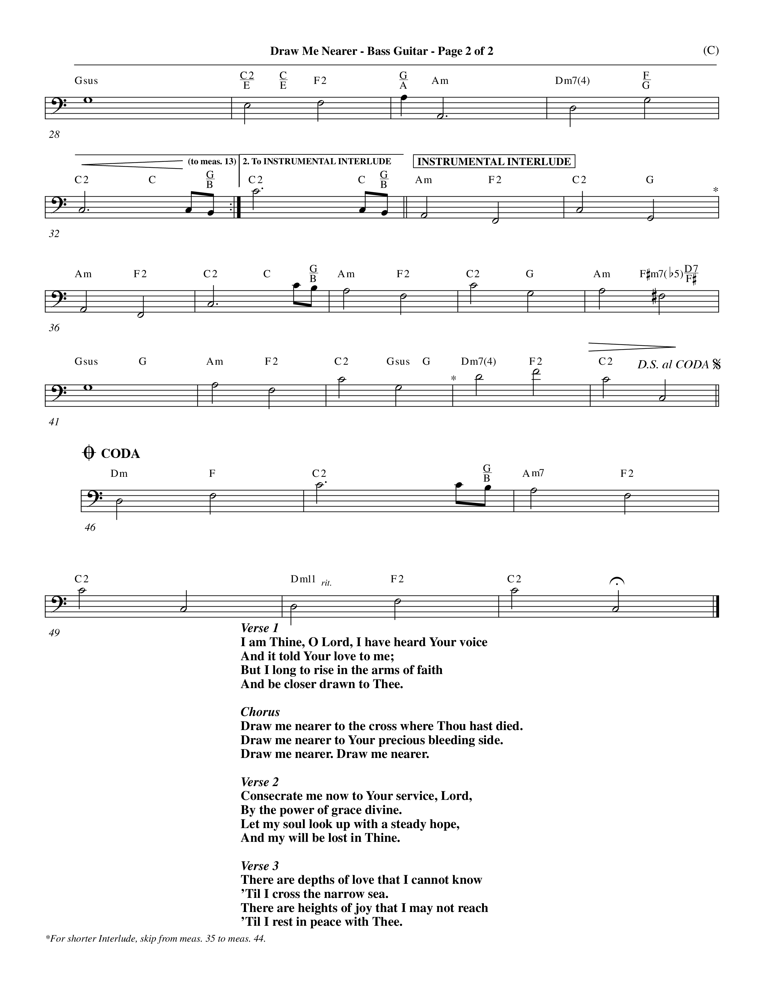 Draw Me Nearer (Choral Anthem SATB) Bass Guitar (Word Music Choral / Orch. Dave Williamson)