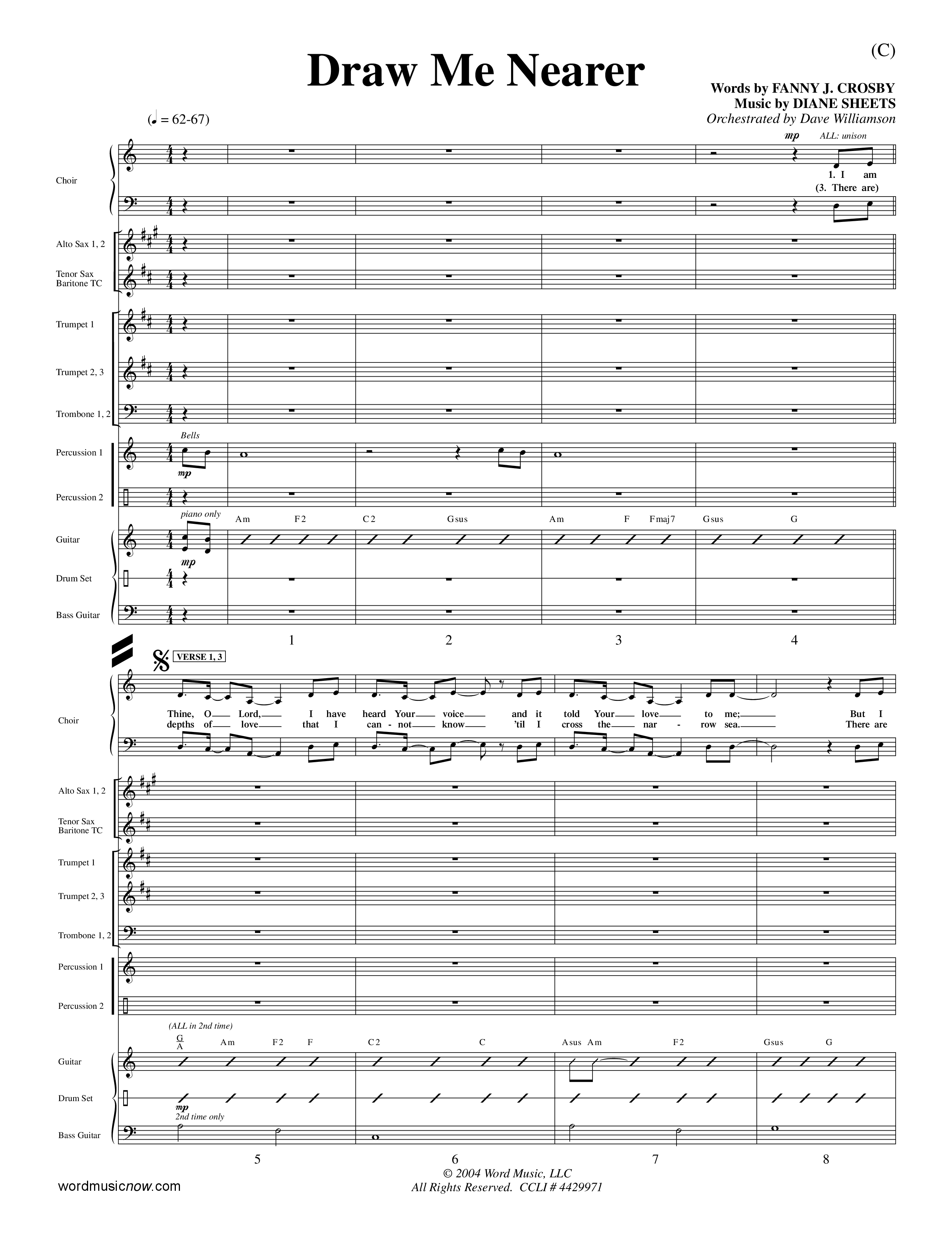 Draw Me Nearer (Choral Anthem SATB) Conductor's Score (Word Music Choral / Orch. Dave Williamson)
