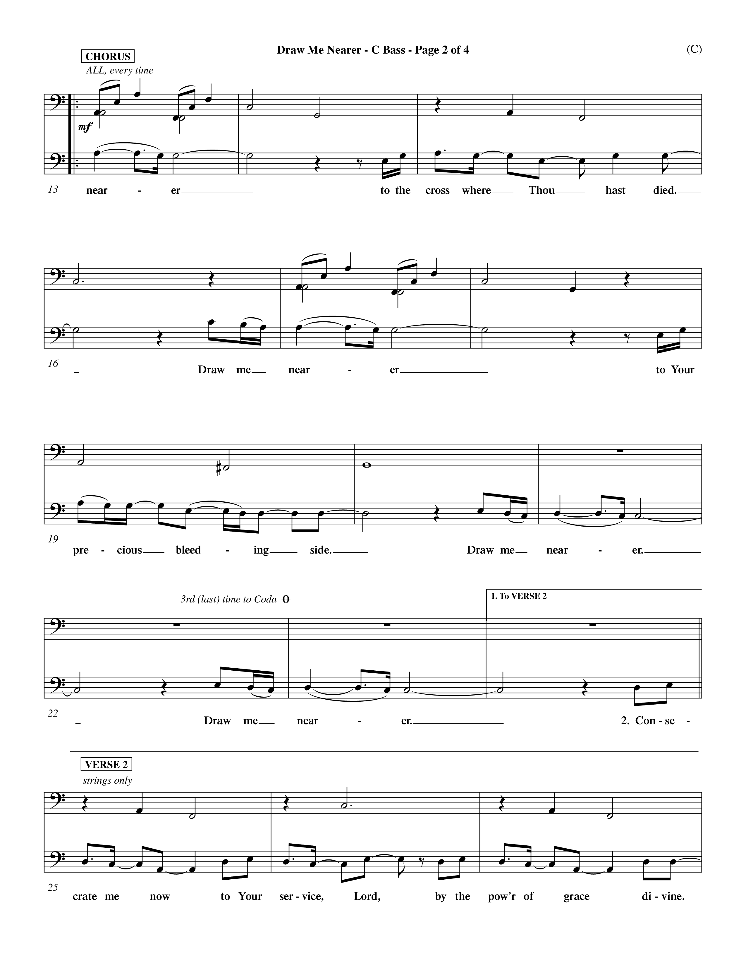 Draw Me Nearer (Choral Anthem SATB) Contrabass (Word Music Choral / Orch. Dave Williamson)