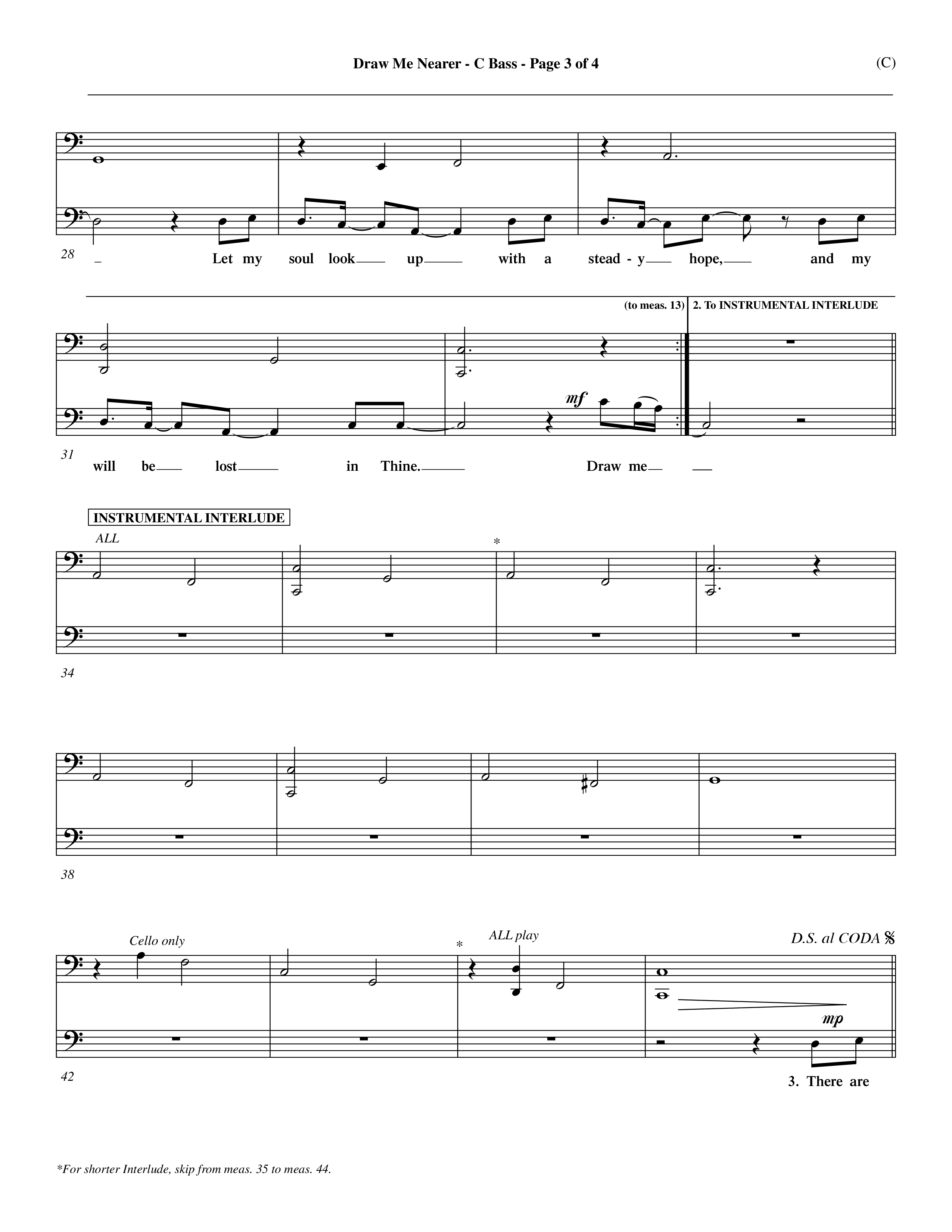 Draw Me Nearer (Choral Anthem SATB) Contrabass (Word Music Choral / Orch. Dave Williamson)