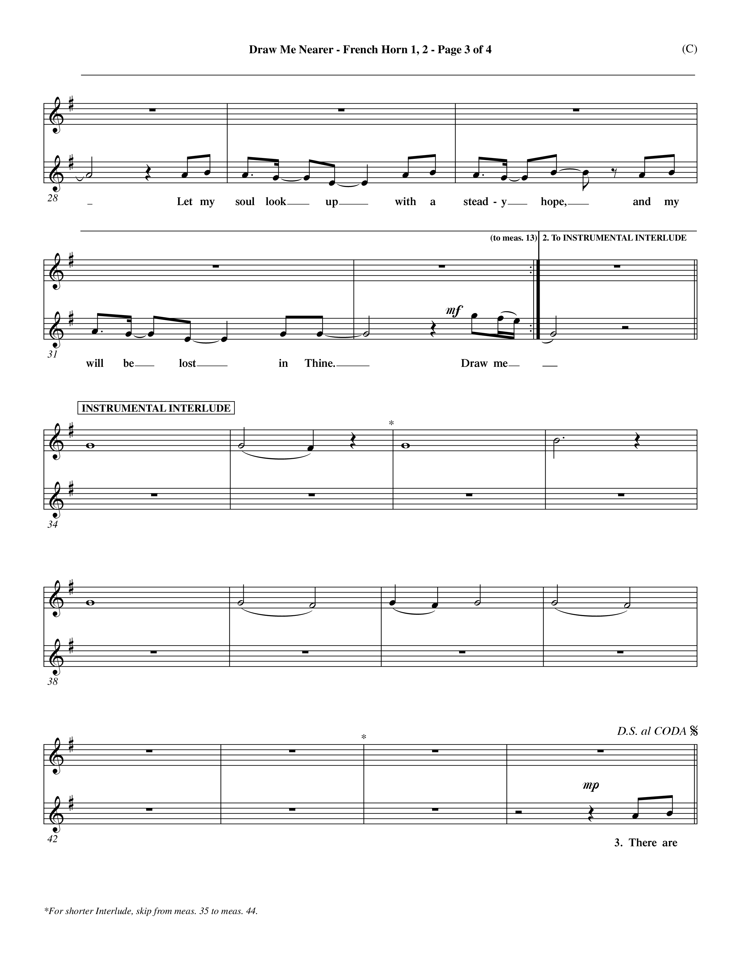 Draw Me Nearer (Choral Anthem SATB) French Horn (Word Music Choral / Orch. Dave Williamson)