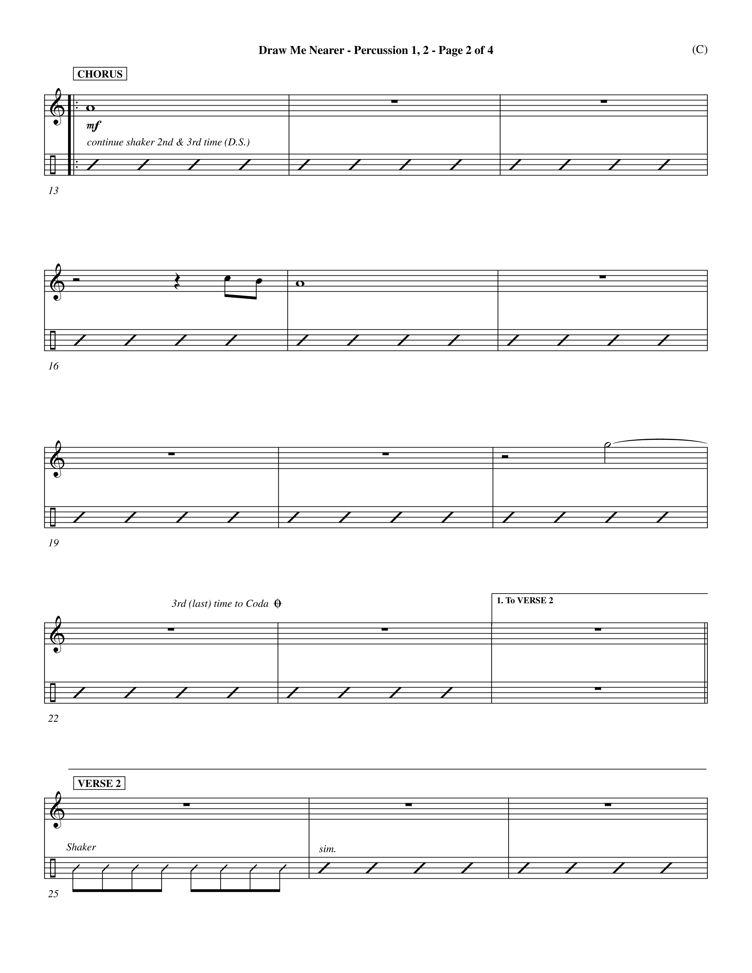 Draw Me Nearer (Choral Anthem SATB) Percussion 1/2 (Word Music Choral / Orch. Dave Williamson)