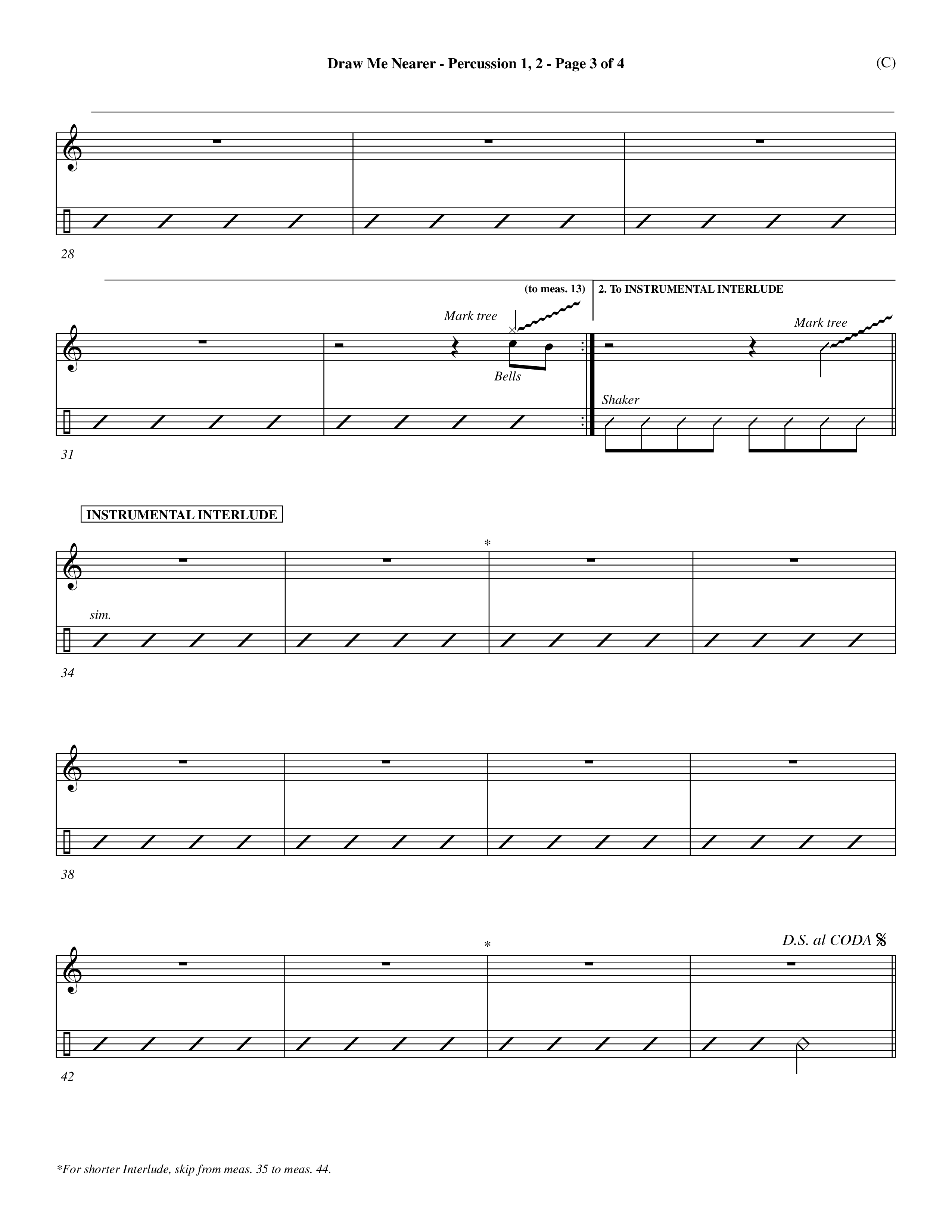 Draw Me Nearer (Choral Anthem SATB) Percussion 1/2 (Word Music Choral / Orch. Dave Williamson)