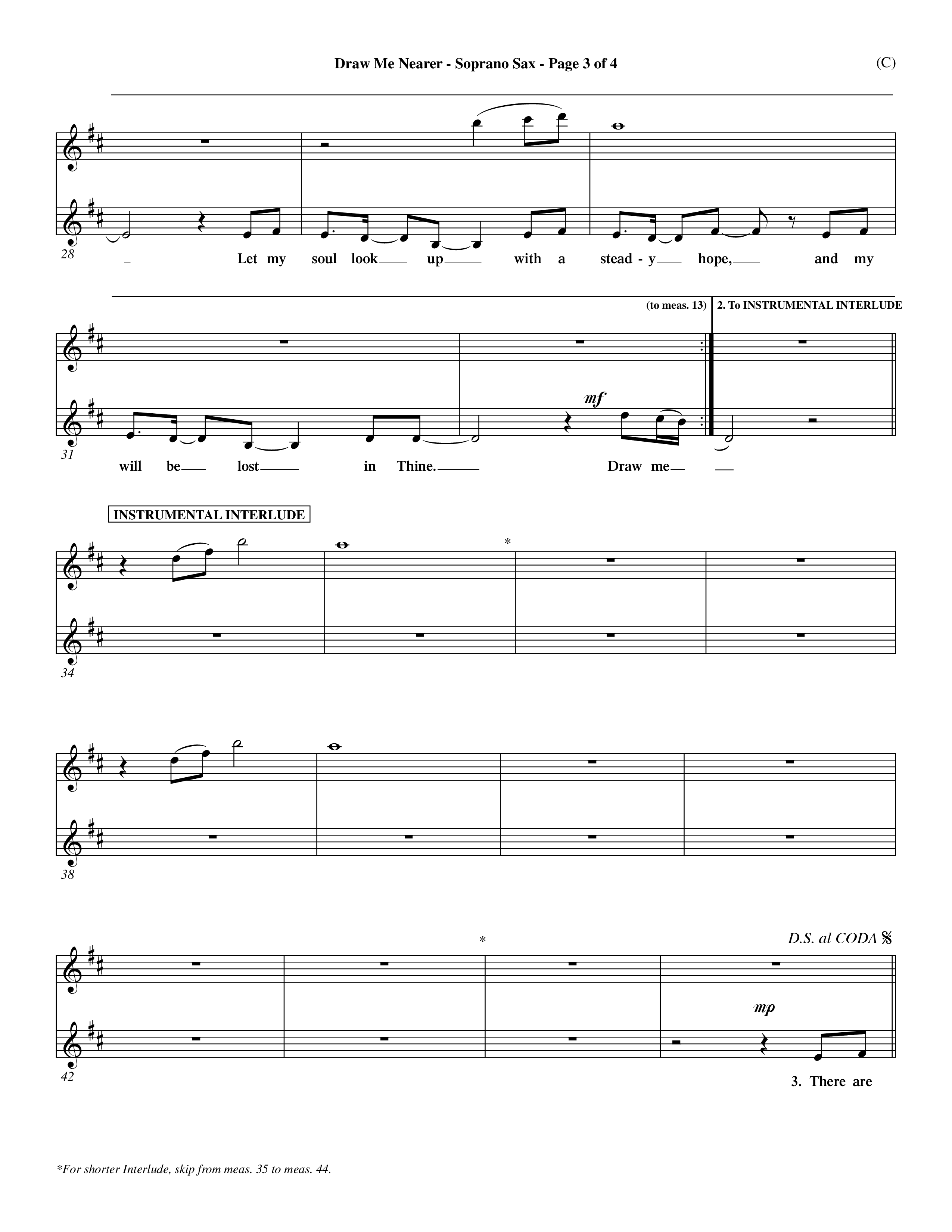 Draw Me Nearer (Choral Anthem SATB) Saxophone (Word Music Choral / Orch. Dave Williamson)