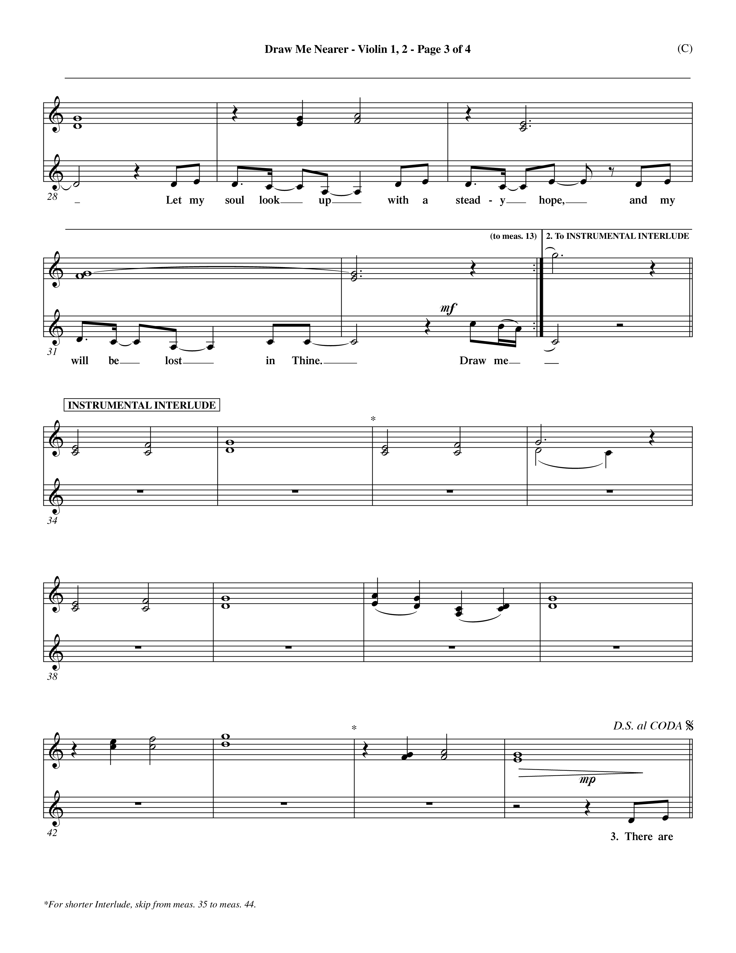 Draw Me Nearer (Choral Anthem SATB) Violin 1/2 (Word Music Choral / Orch. Dave Williamson)