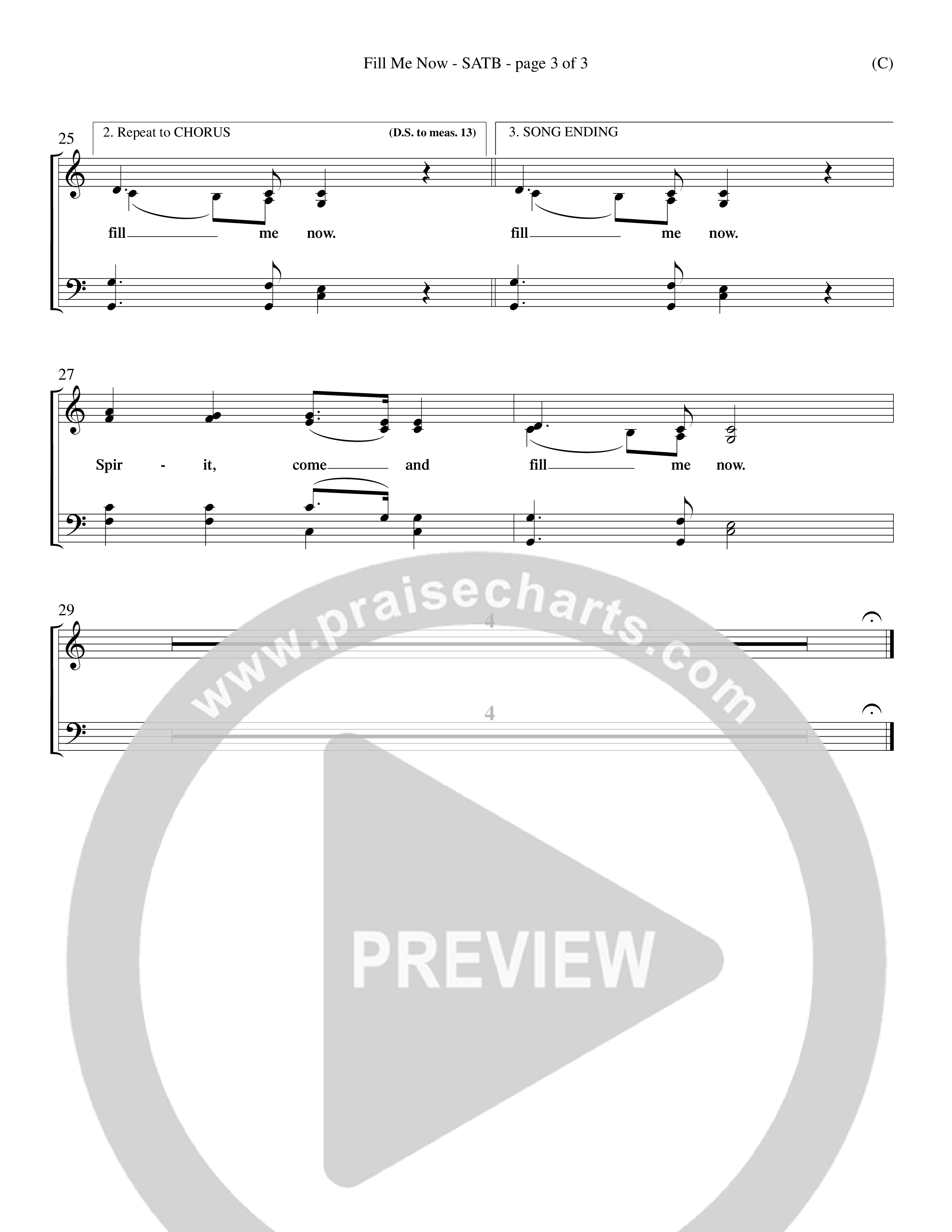 Fill Me Now (Choral Anthem SATB) Choir Sheet (SATB) (Word Music Choral / Orch. Dave Williamson)