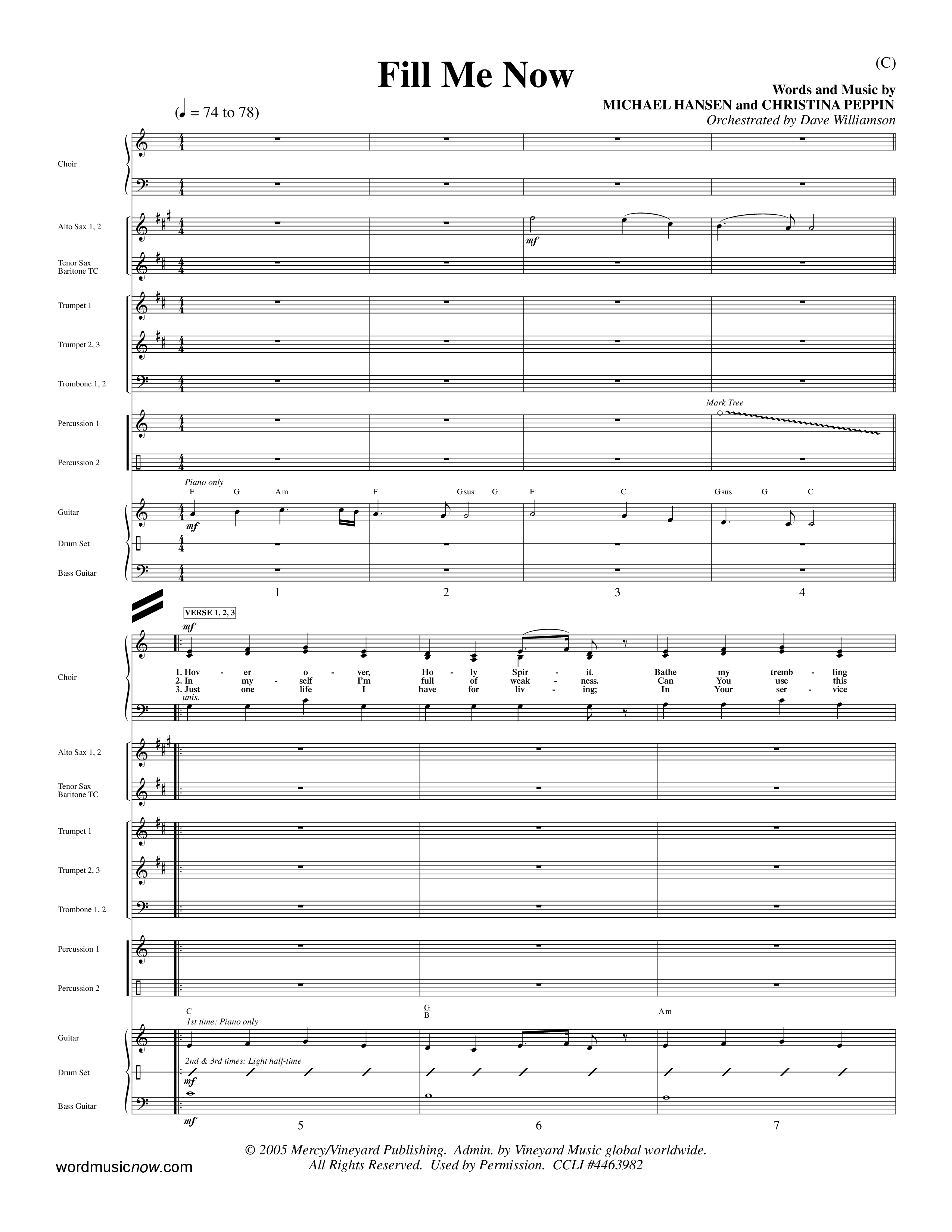 Fill Me Now (Choral Anthem SATB) Conductor's Score (Word Music Choral / Orch. Dave Williamson)