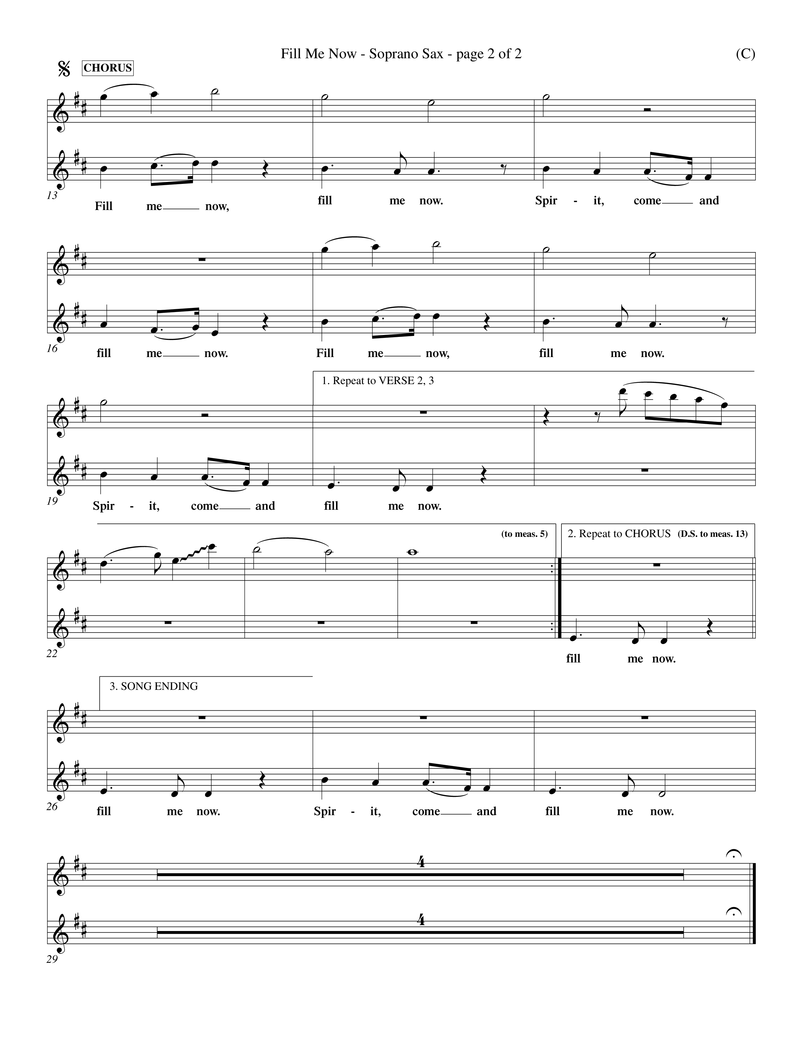 Fill Me Now (Choral Anthem SATB) Saxophone (Word Music Choral / Orch. Dave Williamson)