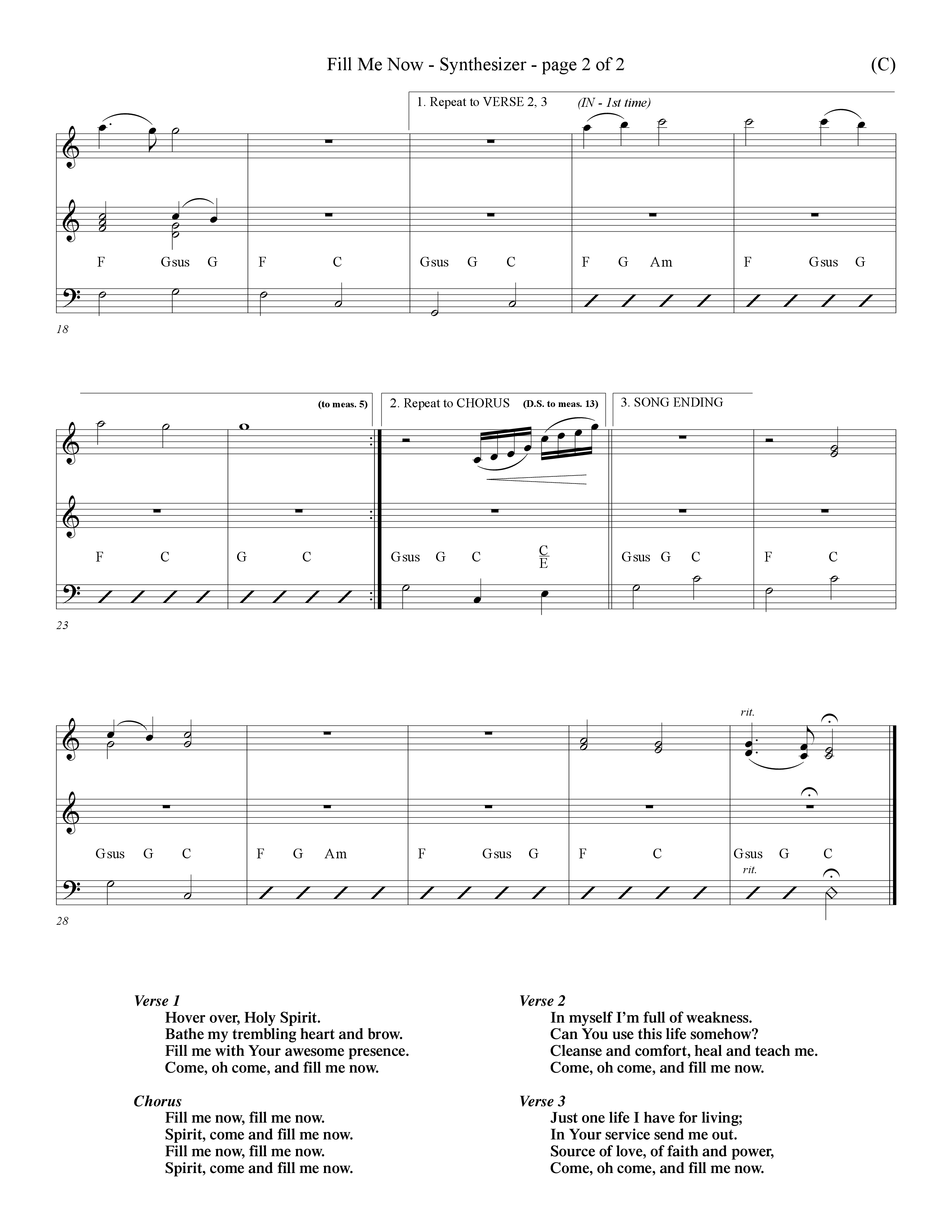Fill Me Now (Choral Anthem SATB) Synth (Word Music Choral / Orch. Dave Williamson)