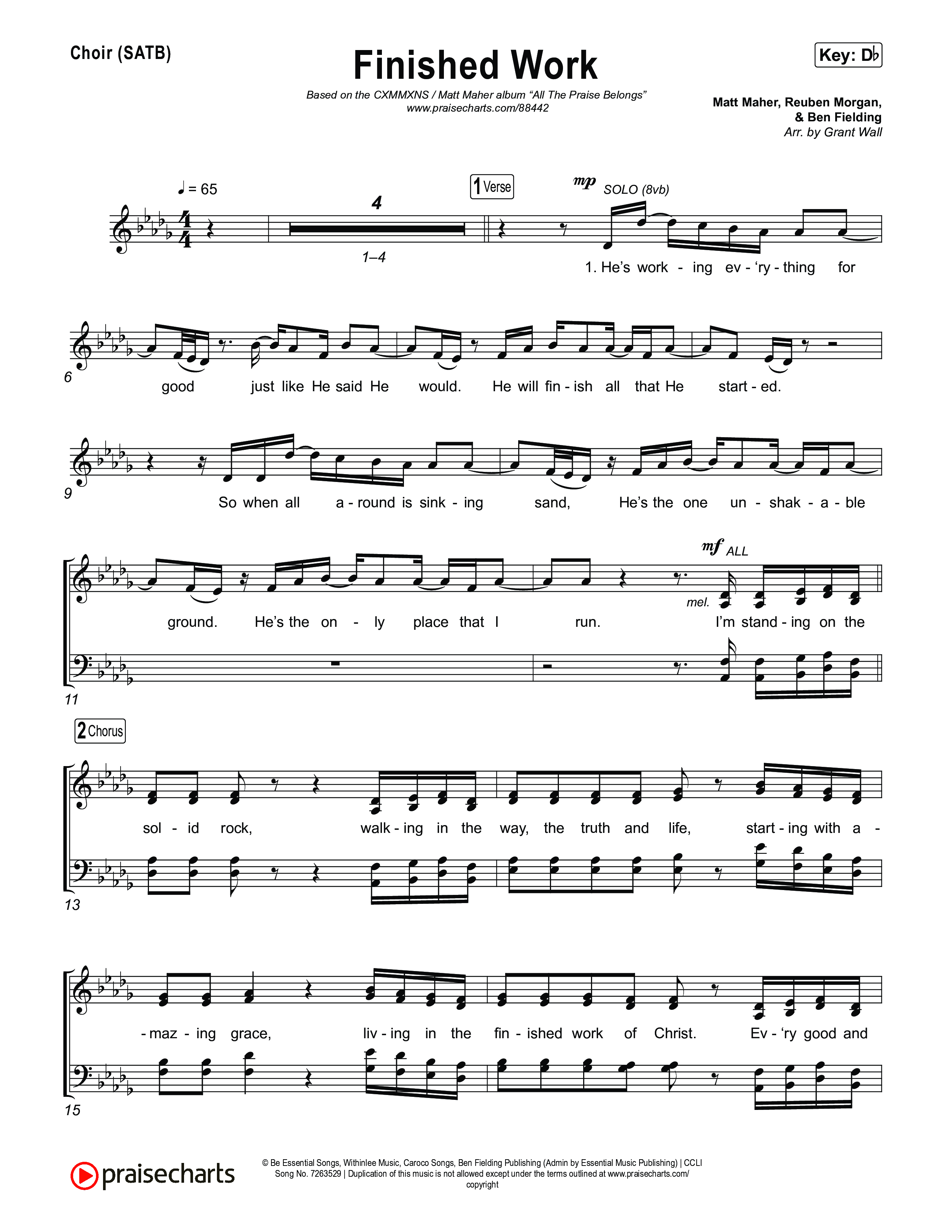 Finished Work Choir Sheet (SATB) (CXMMXNS / Matt Maher)
