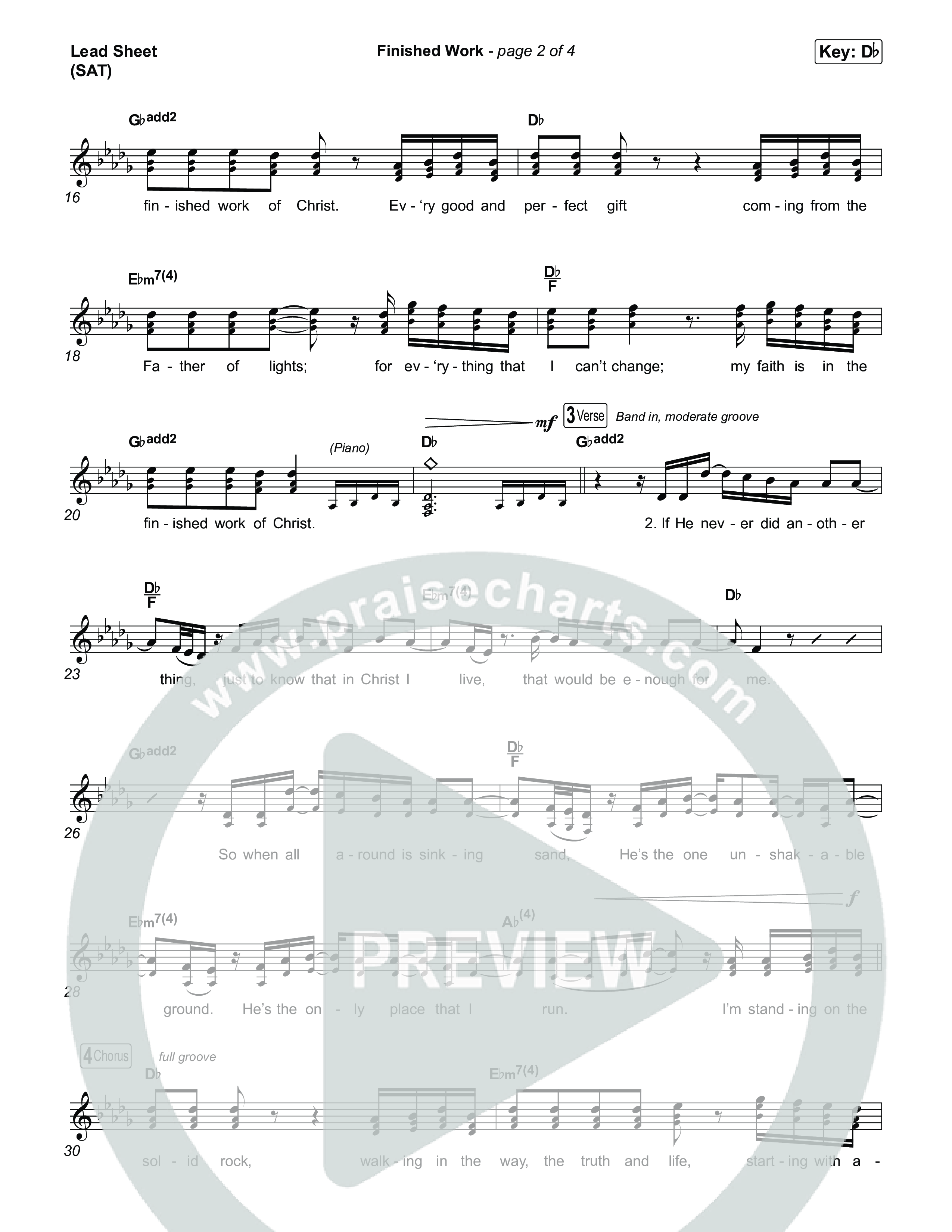 Finished Work Lead Sheet (SAT) (CXMMXNS / Matt Maher)