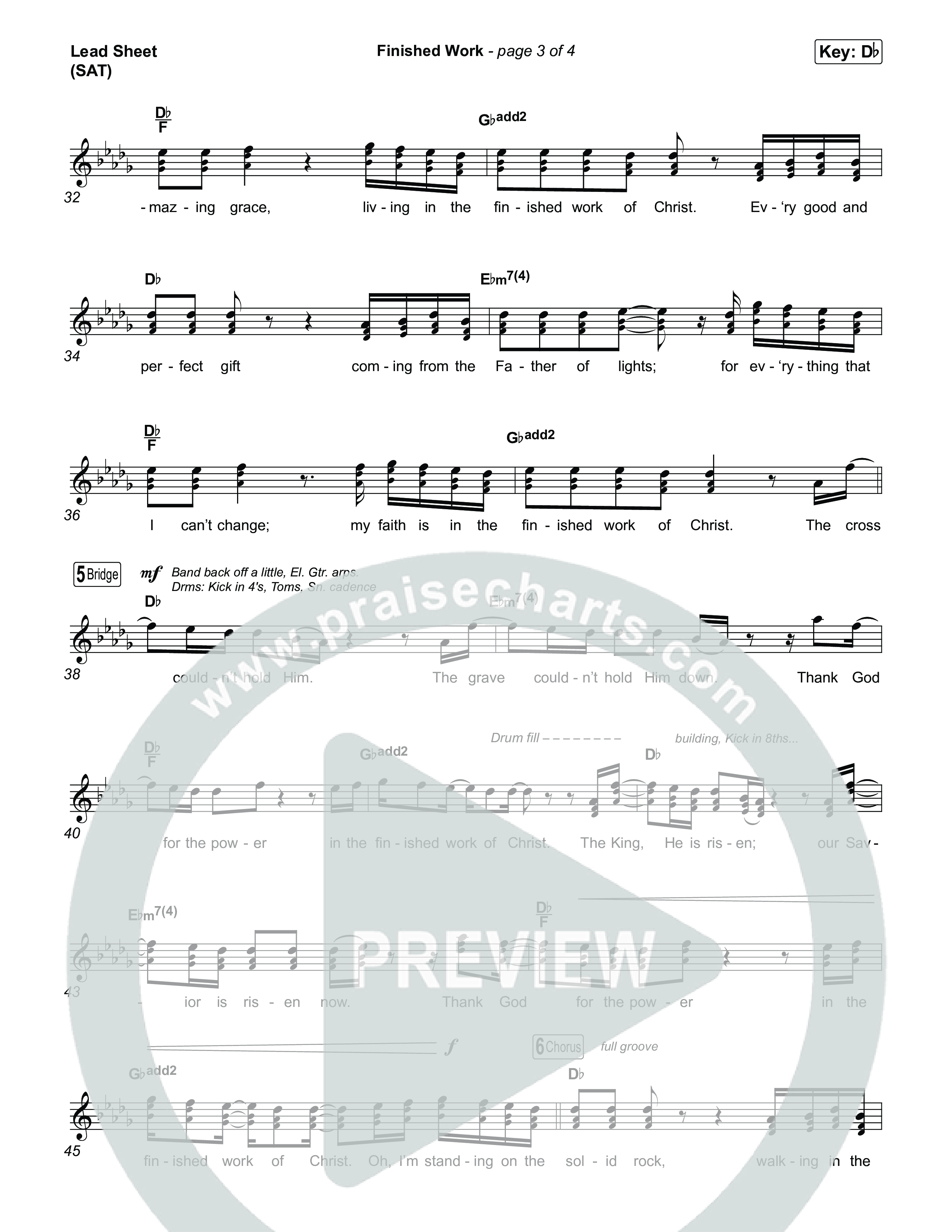 Finished Work Lead Sheet (SAT) (CXMMXNS / Matt Maher)