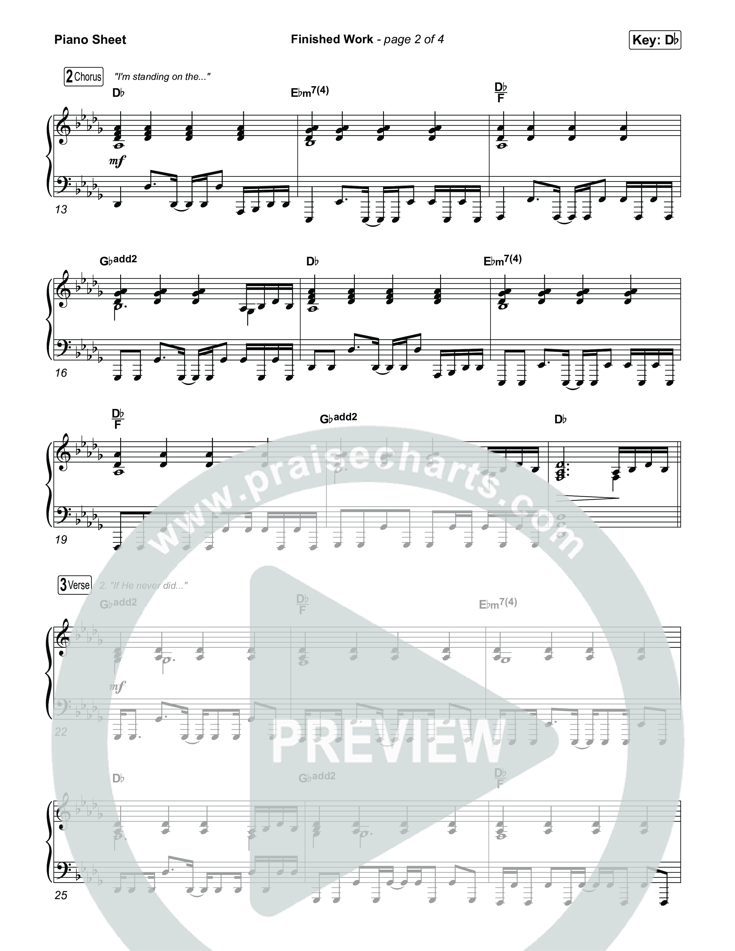 Finished Work Piano Sheet (CXMMXNS / Matt Maher)
