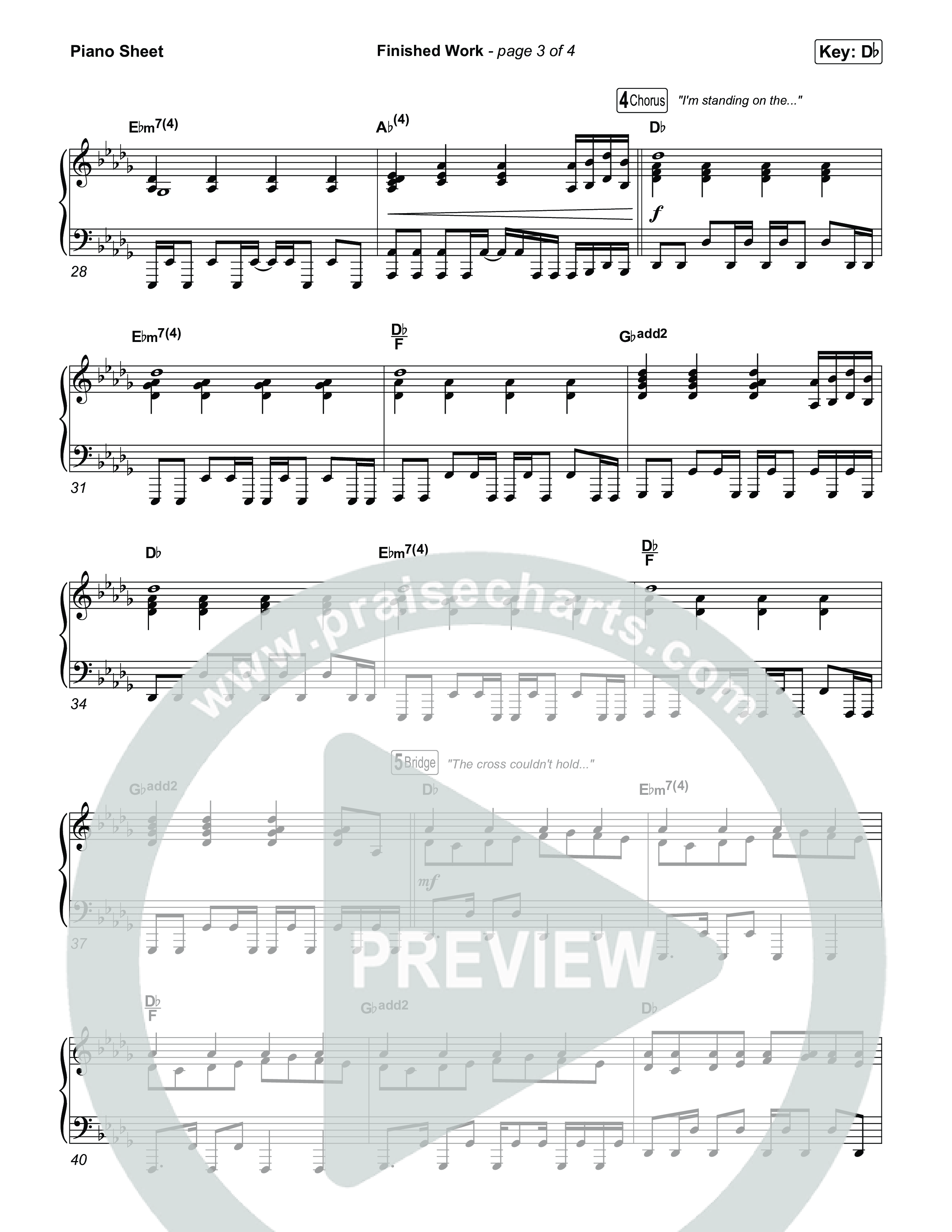 Finished Work Piano Sheet (CXMMXNS / Matt Maher)