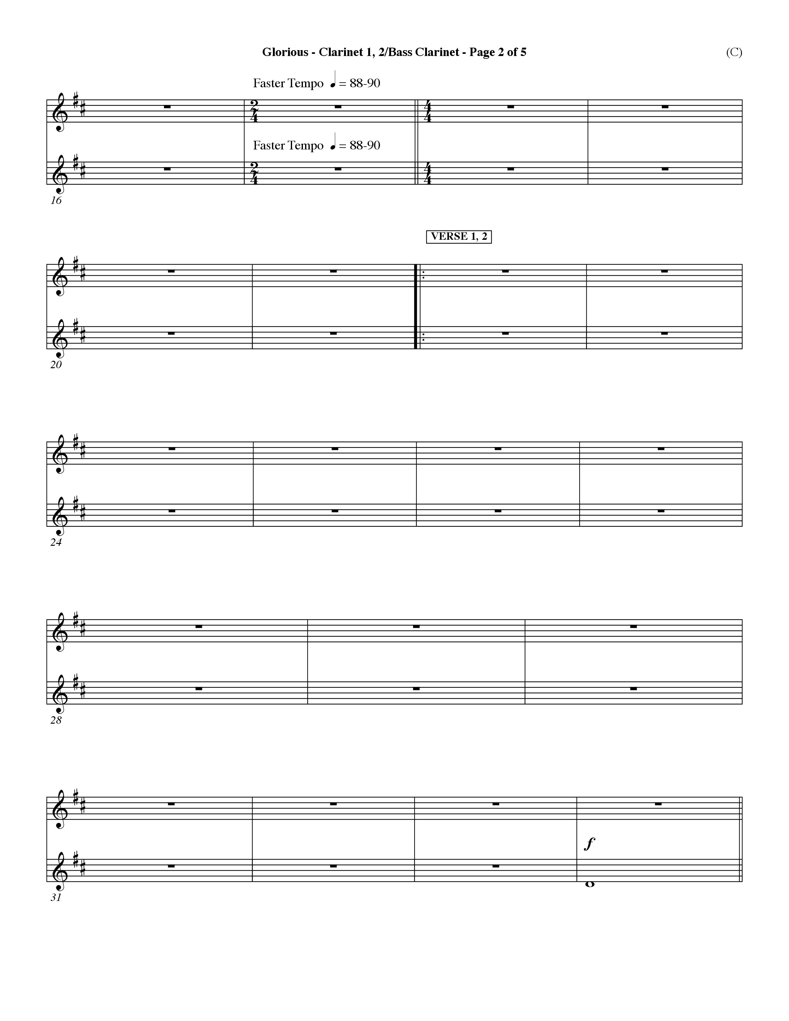 Glorious (Choral Anthem SATB) Clarinet 1/2, Bass Clarinet (Word Music Choral / Orch. Dave Williamson)
