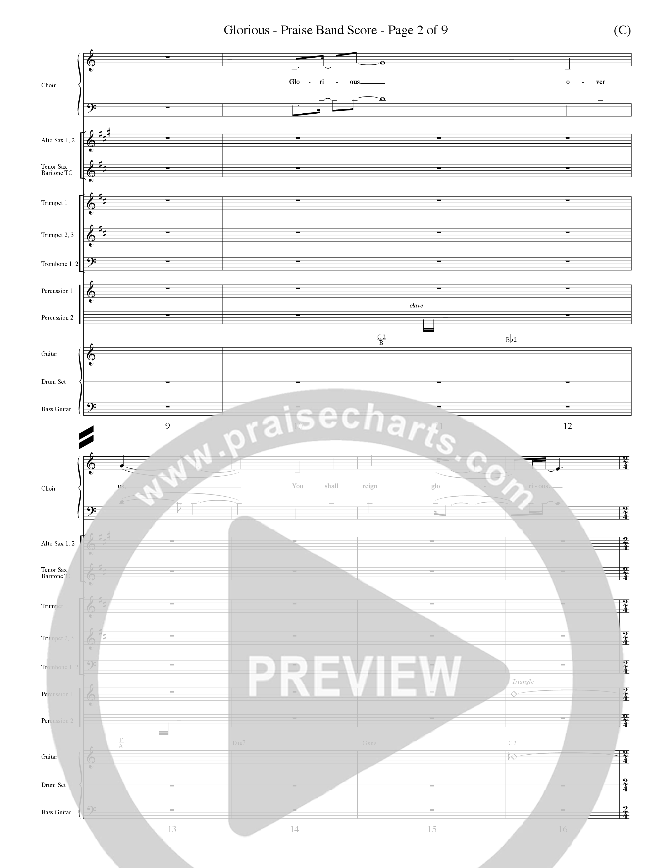 Glorious (Choral Anthem SATB) PraiseBand (incl. Brass) (Word Music Choral / Orch. Dave Williamson)
