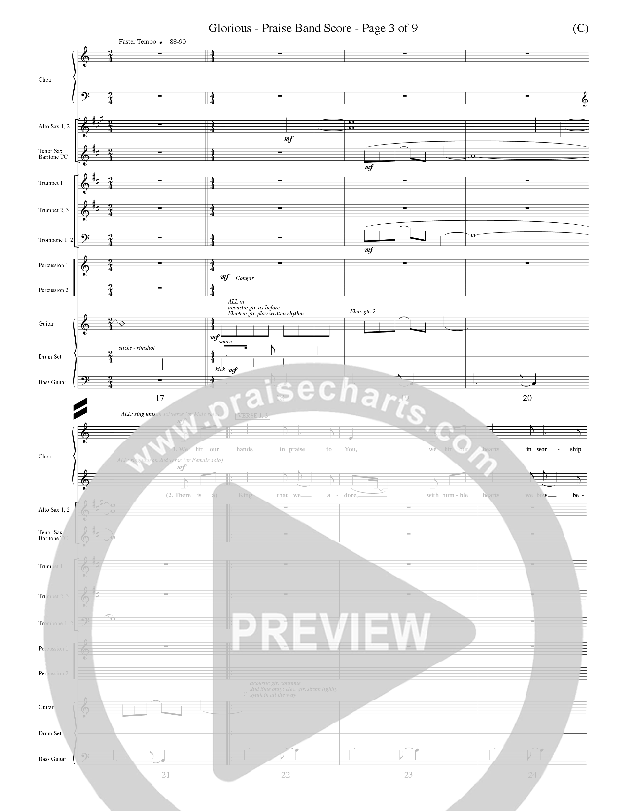 Glorious (Choral Anthem SATB) PraiseBand (incl. Brass) (Word Music Choral / Orch. Dave Williamson)