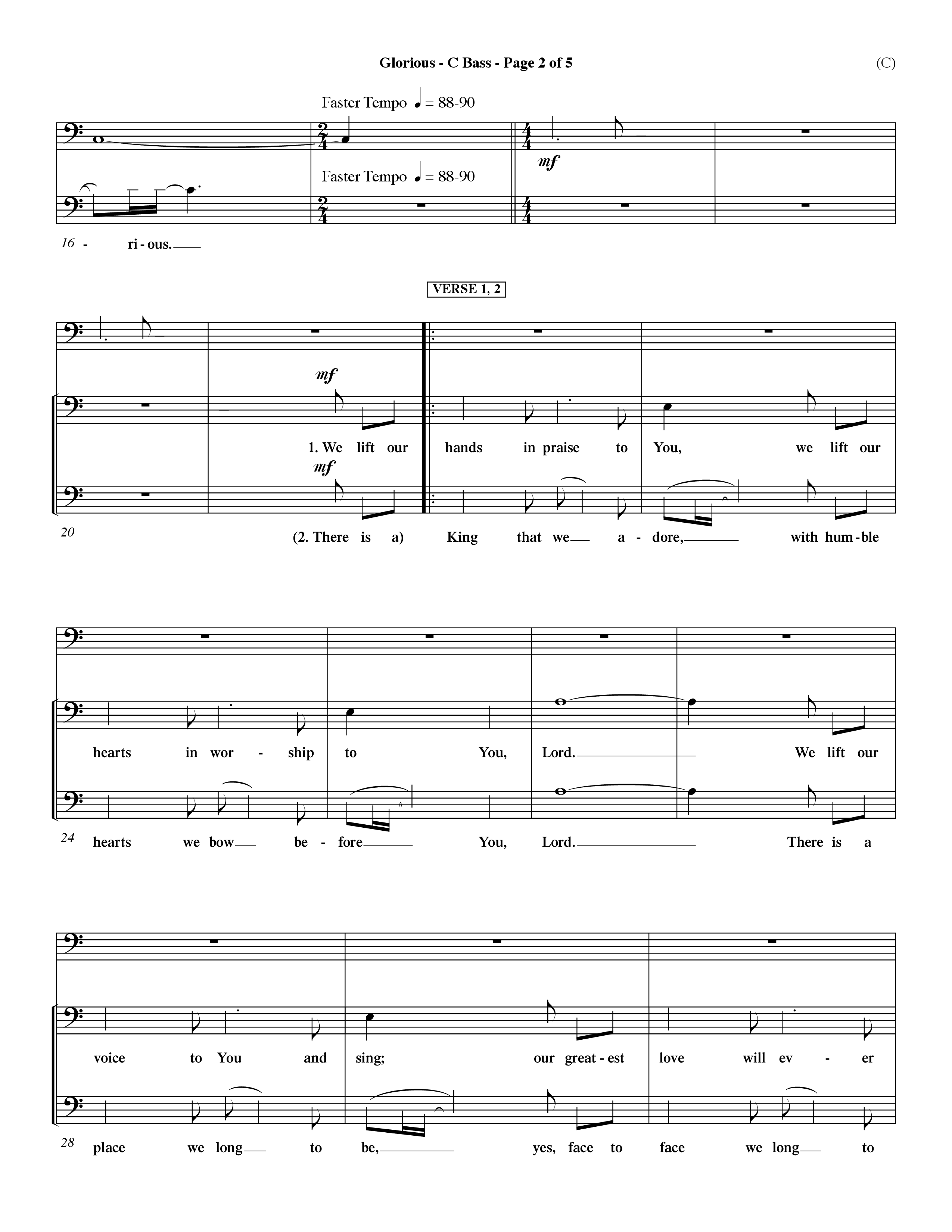 Glorious (Choral Anthem SATB) Contrabass (Word Music Choral / Orch. Dave Williamson)