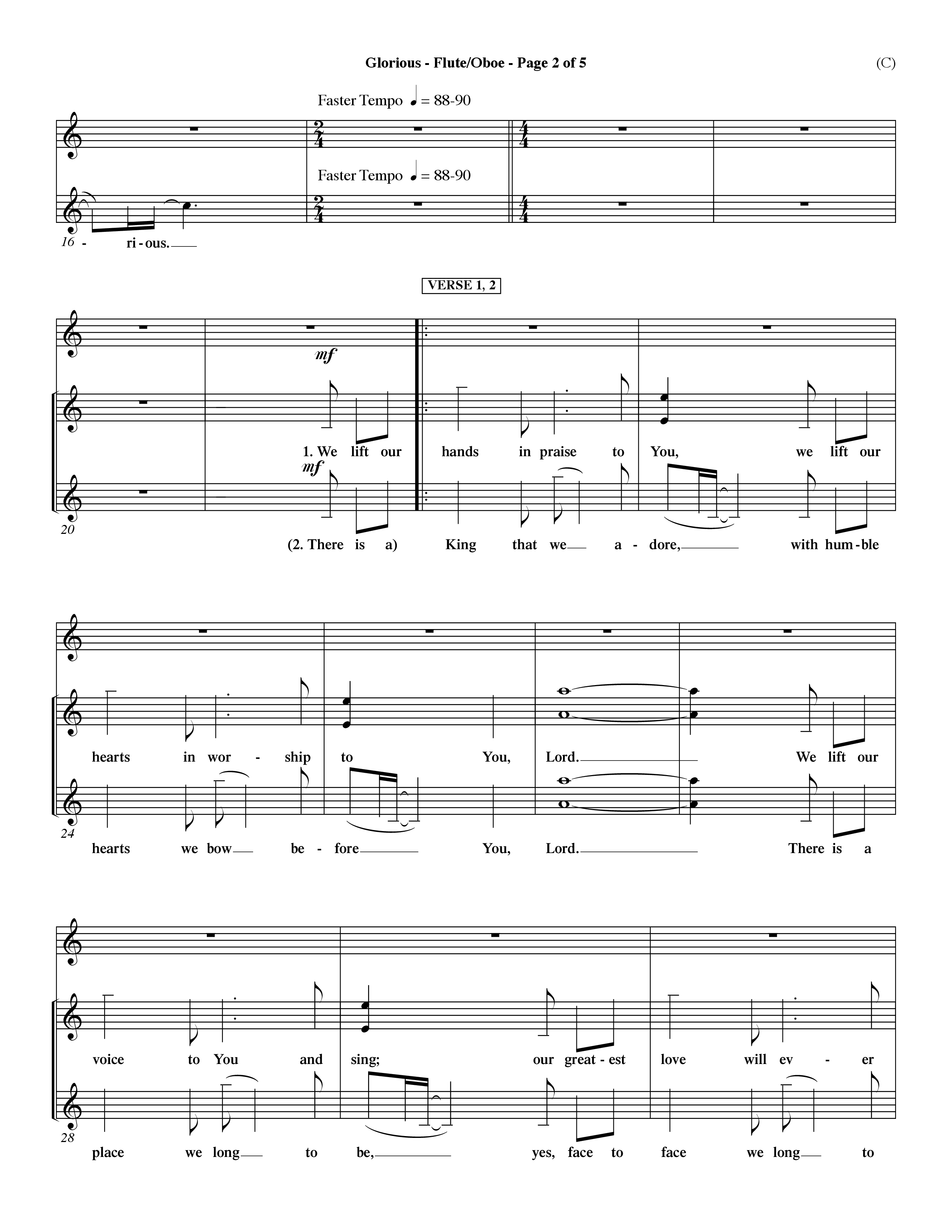 Glorious (Choral Anthem SATB) Flute/Oboe (Word Music Choral / Orch. Dave Williamson)