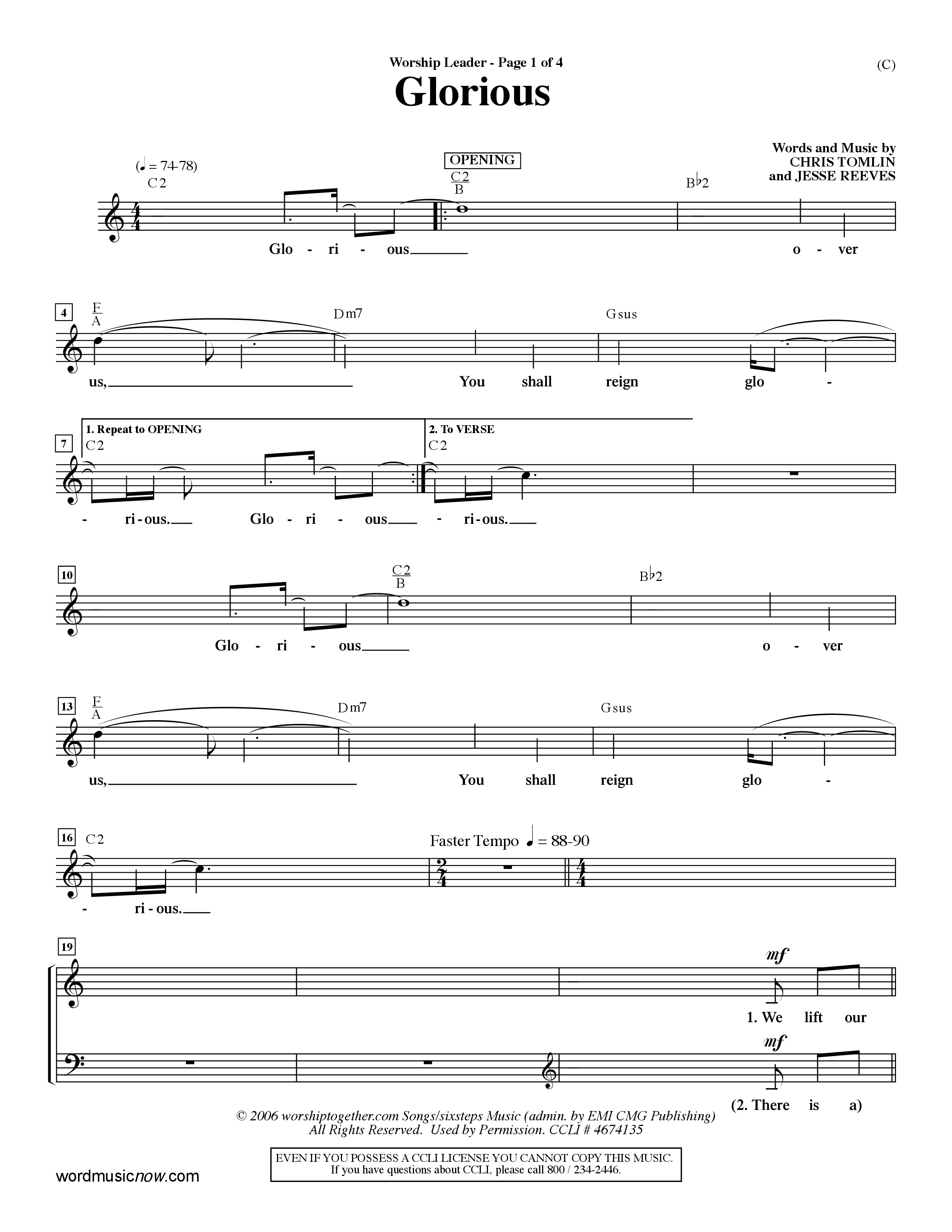 Glorious (Choral Anthem SATB) Rhythm Pack (Word Music Choral / Orch. Dave Williamson)