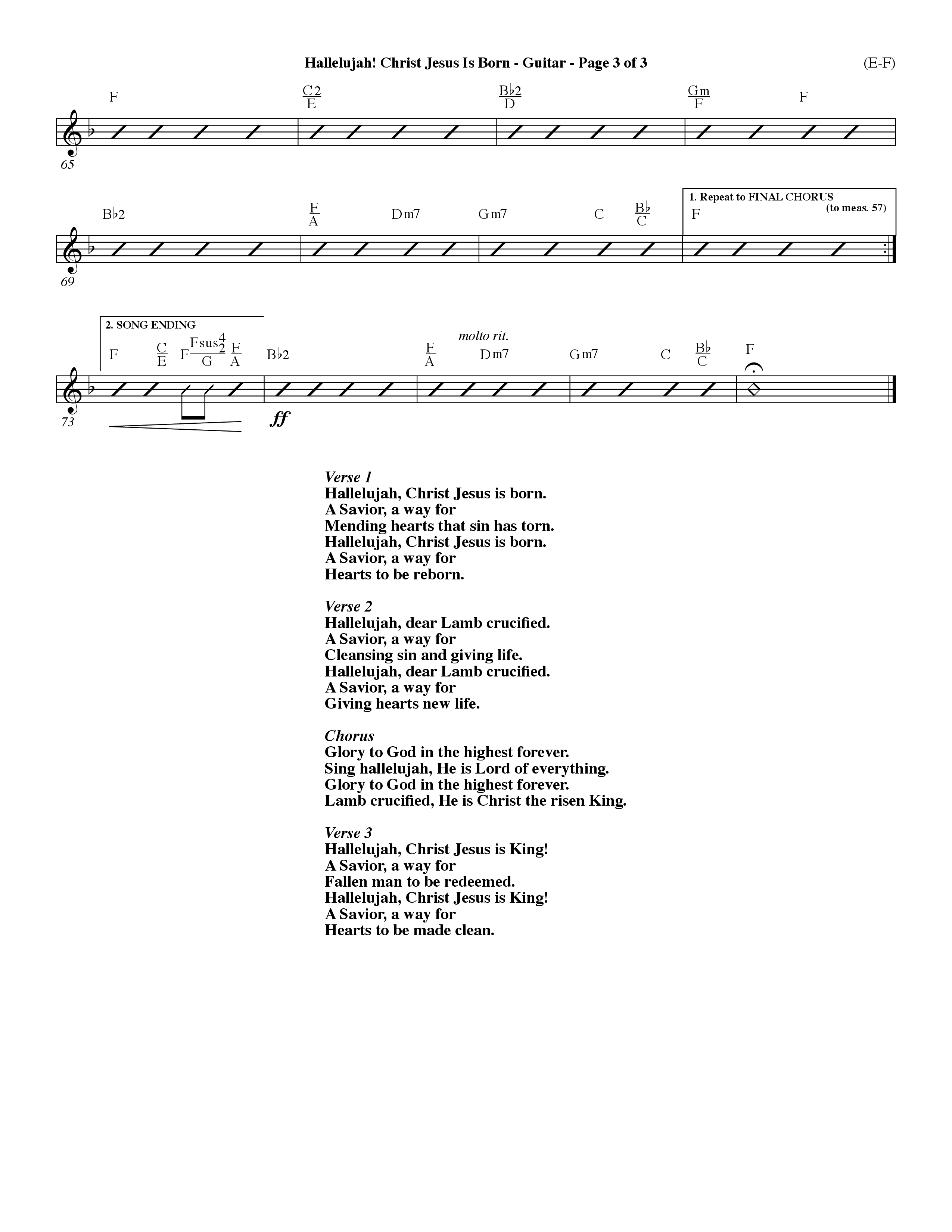 Hallelujah Christ Jesus Is Born (Choral Anthem SATB) Acoustic Guitar (Word Music Choral / Orch. Dave Williamson)