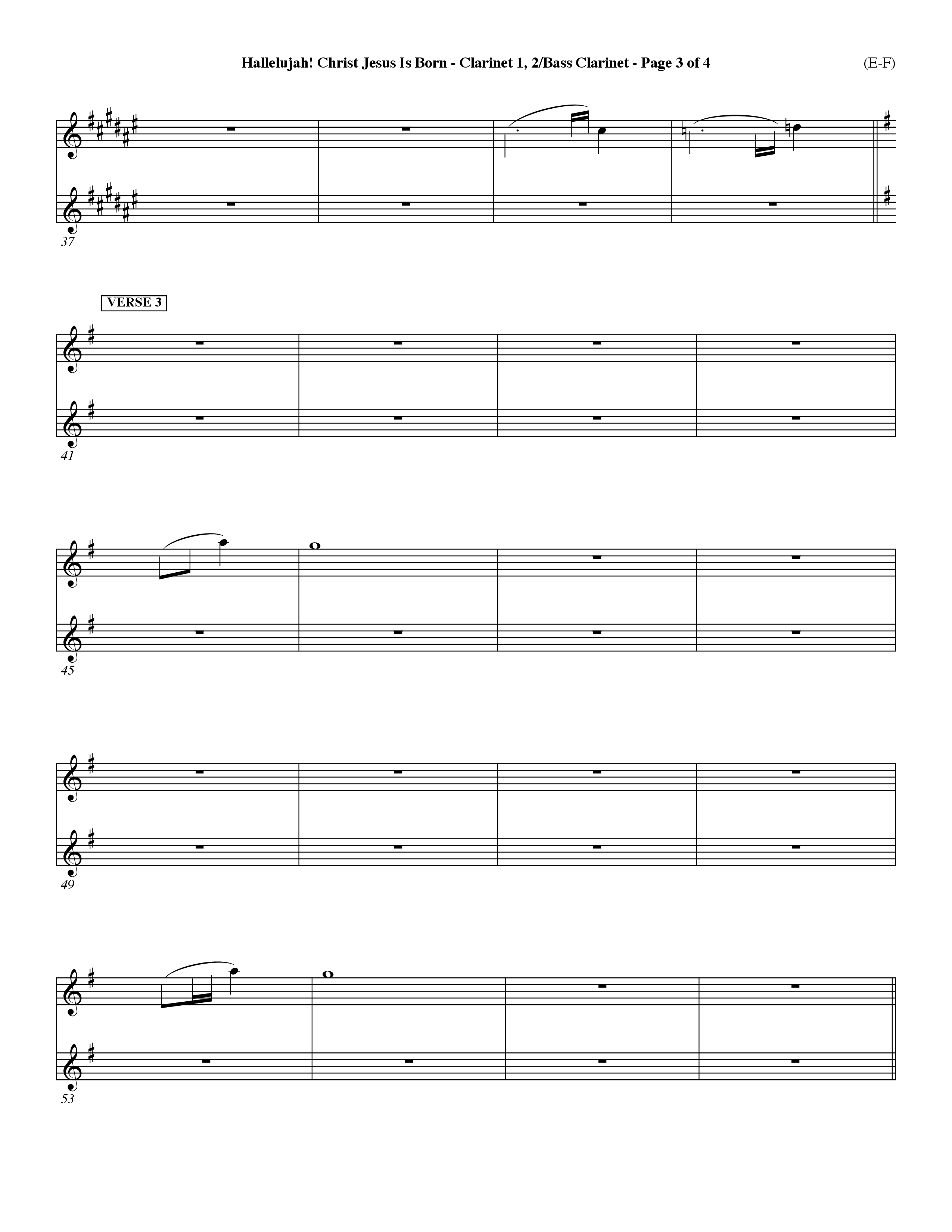 Hallelujah Christ Jesus Is Born (Choral Anthem SATB) Clarinet 1/2, Bass Clarinet (Word Music Choral / Orch. Dave Williamson)