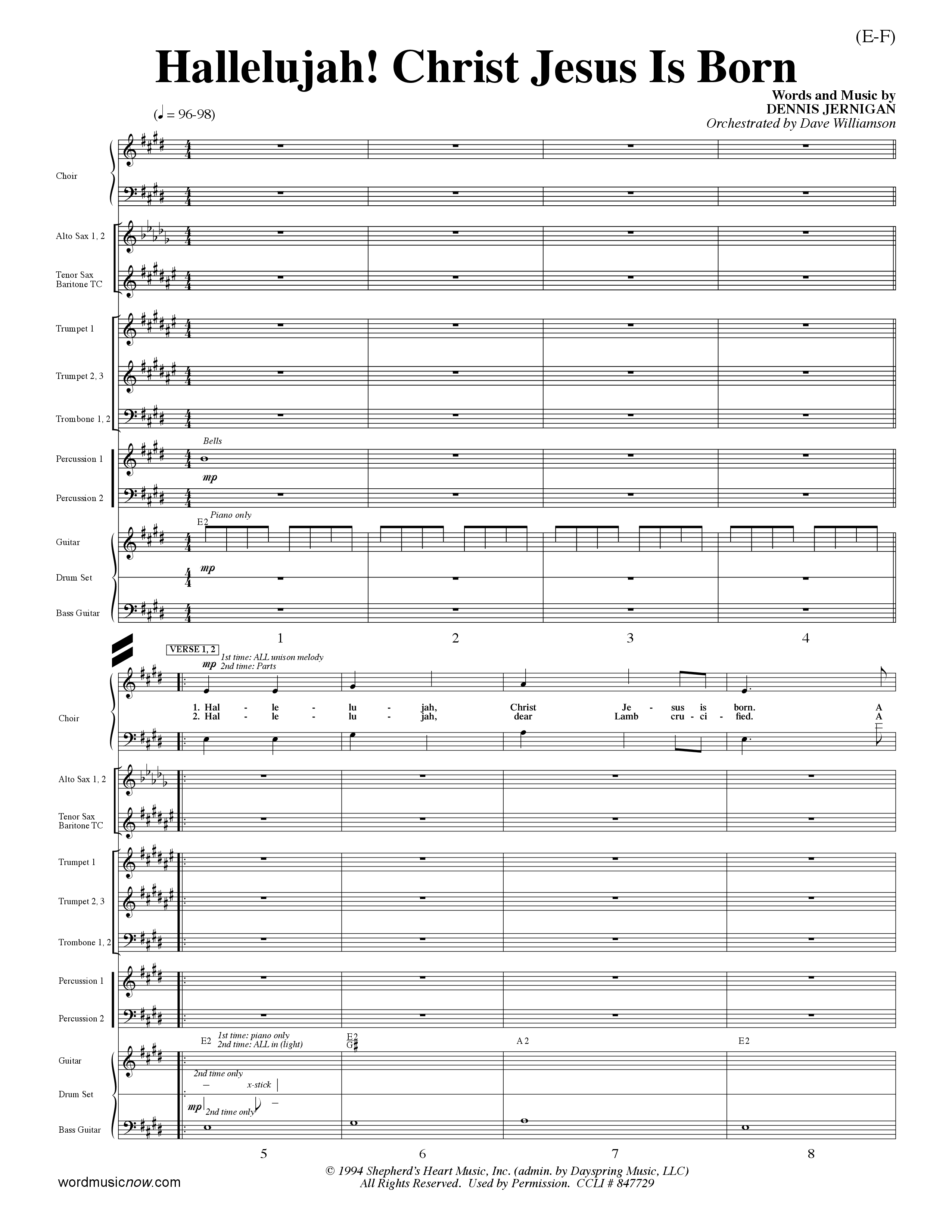 Hallelujah Christ Jesus Is Born (Choral Anthem SATB) Conductor's Score (Word Music Choral / Orch. Dave Williamson)