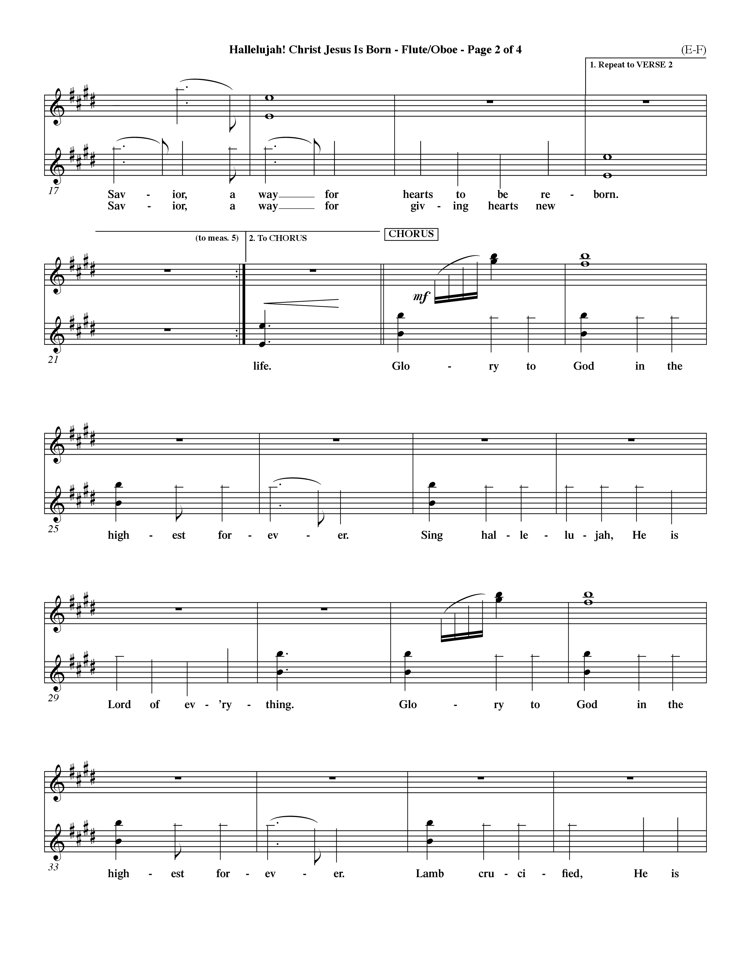 Hallelujah Christ Jesus Is Born (Choral Anthem SATB) Flute/Oboe (Word Music Choral / Orch. Dave Williamson)