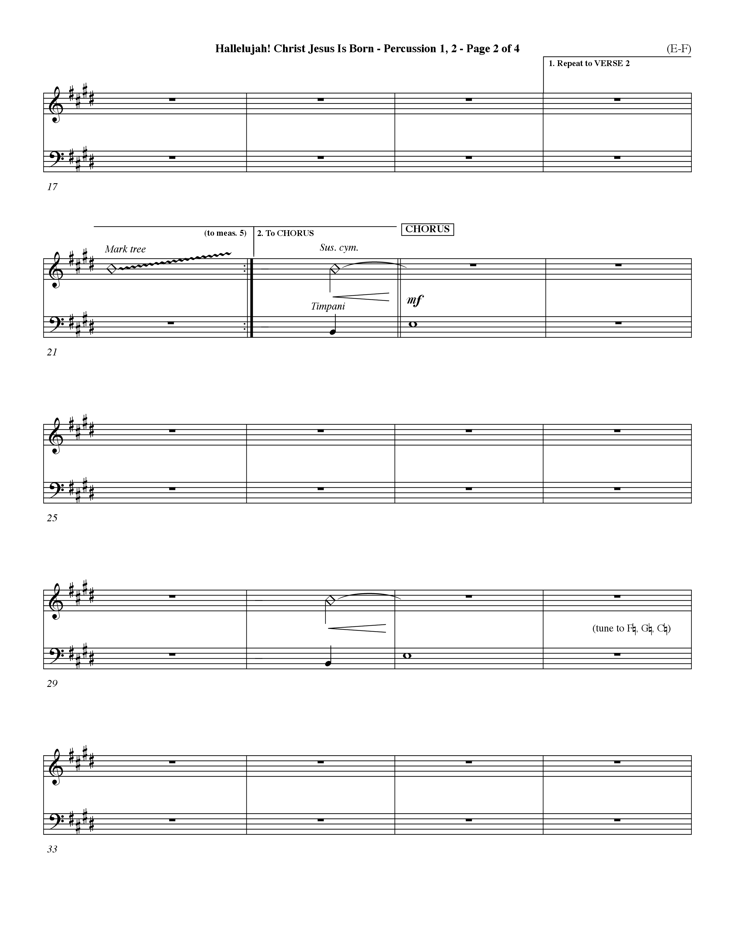 Hallelujah Christ Jesus Is Born (Choral Anthem SATB) Percussion 1/2 (Word Music Choral / Orch. Dave Williamson)