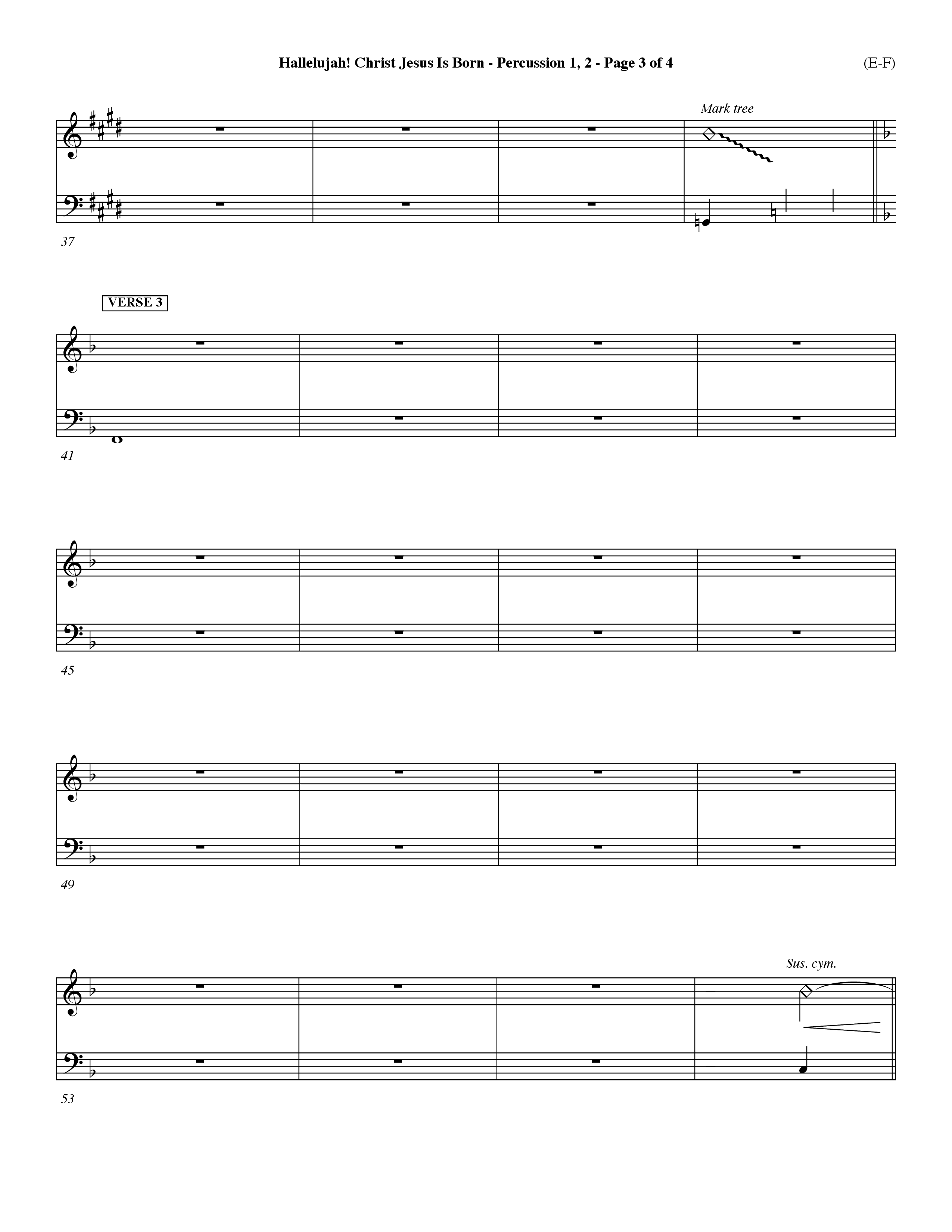 Hallelujah Christ Jesus Is Born (Choral Anthem SATB) Percussion 1/2 (Word Music Choral / Orch. Dave Williamson)