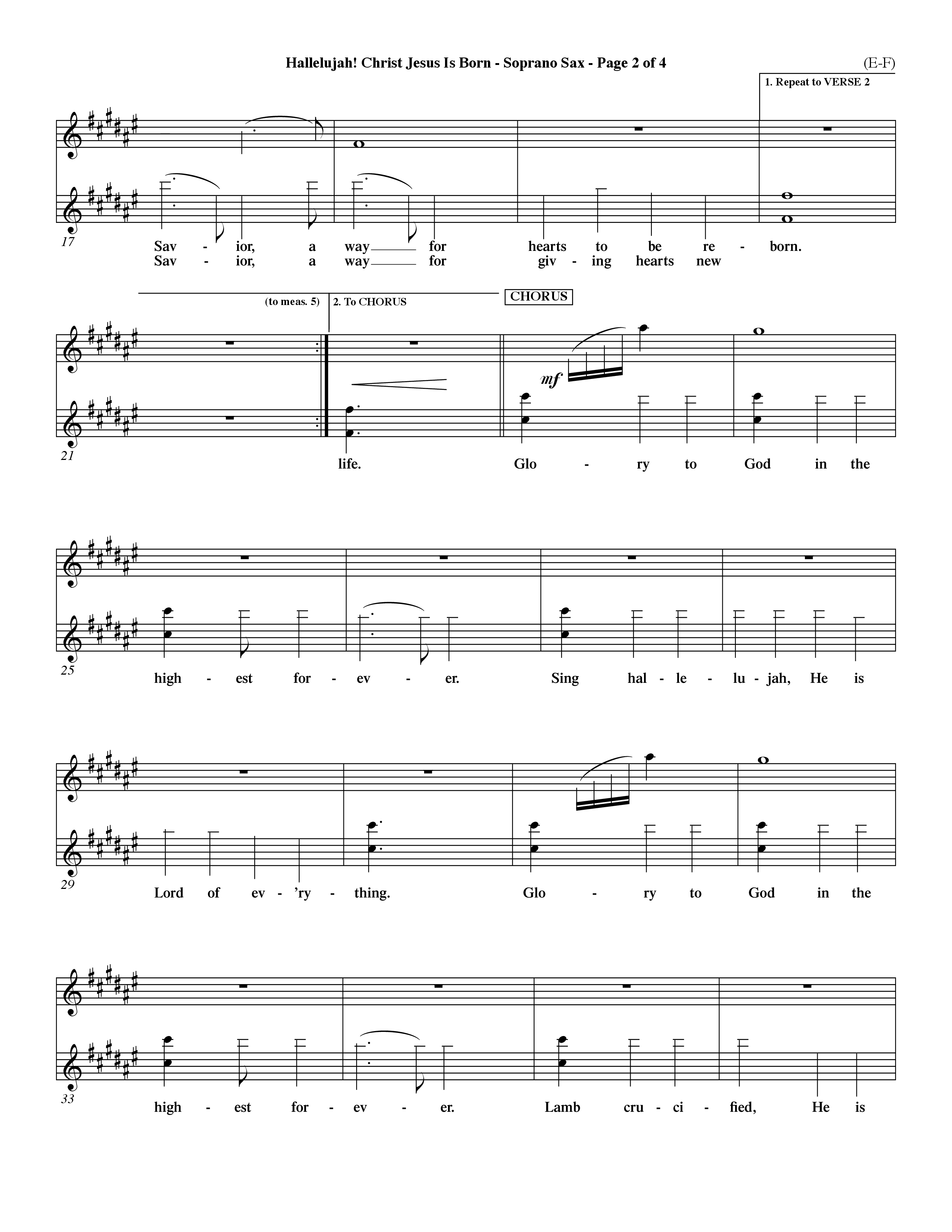 Hallelujah Christ Jesus Is Born (Choral Anthem SATB) Saxophone (Word Music Choral / Orch. Dave Williamson)