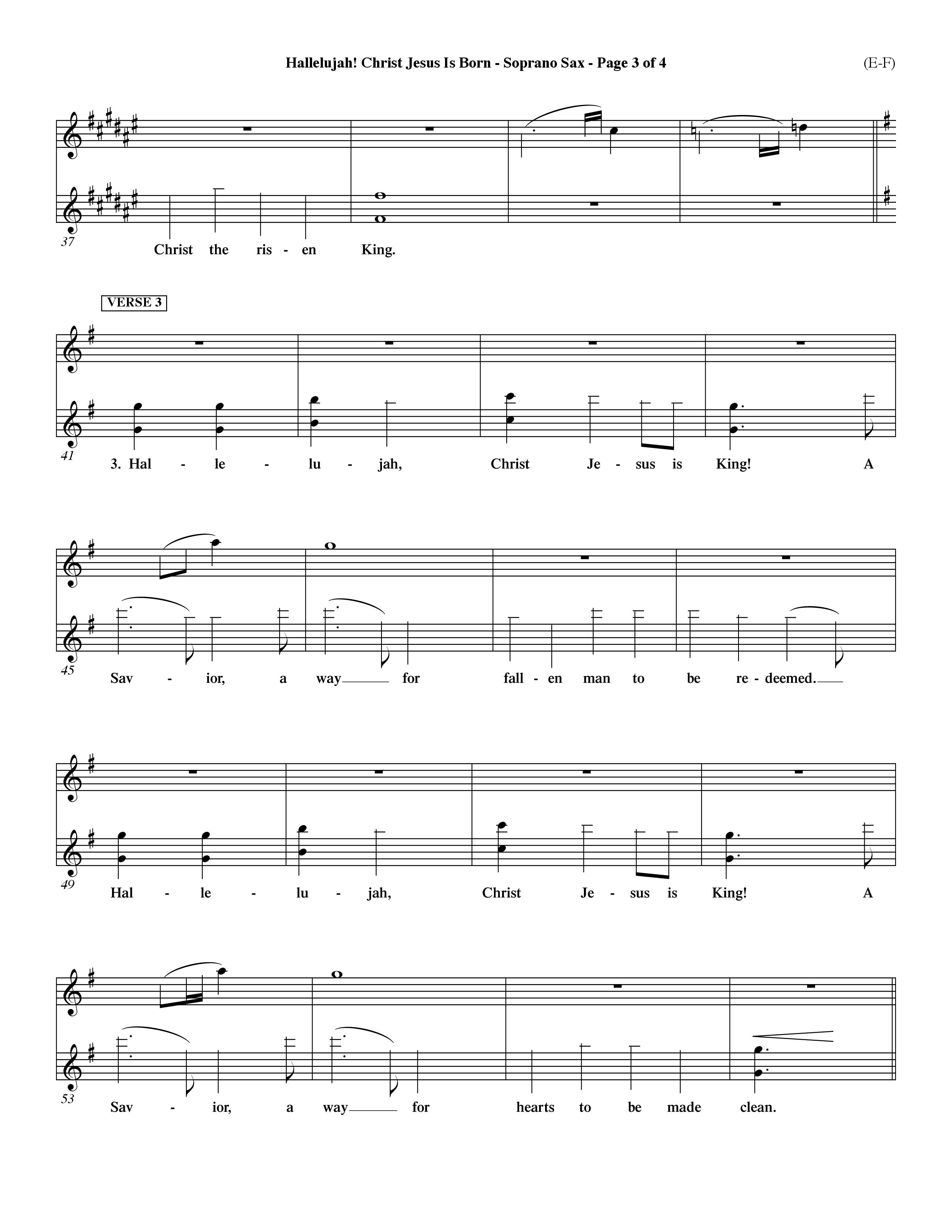 Hallelujah Christ Jesus Is Born (Choral Anthem SATB) Saxophone (Word Music Choral / Orch. Dave Williamson)