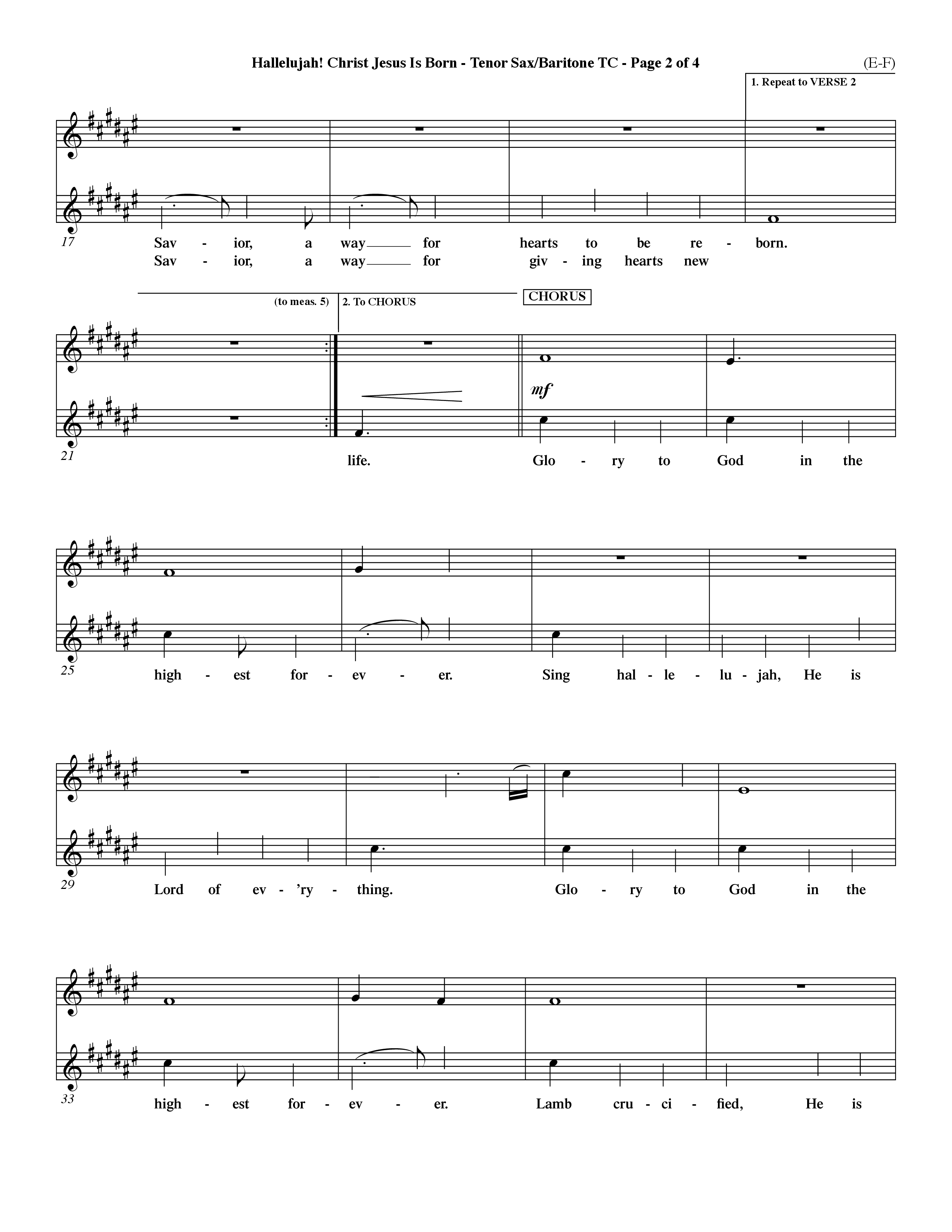 Hallelujah Christ Jesus Is Born (Choral Anthem SATB) Tenor Sax/Baritone T.C. (Word Music Choral / Orch. Dave Williamson)