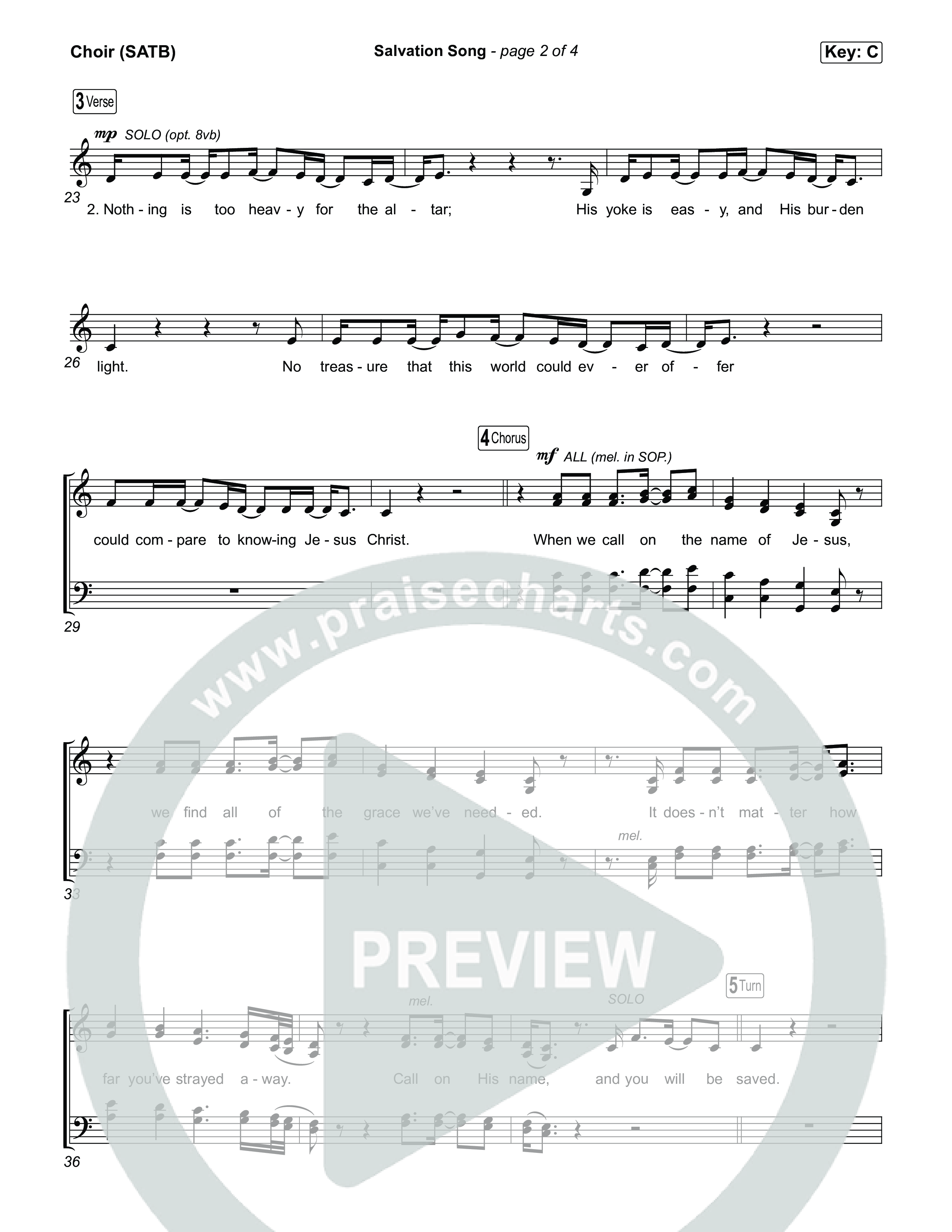Salvation Song Choir Sheet (SATB) (Josh Baldwin)