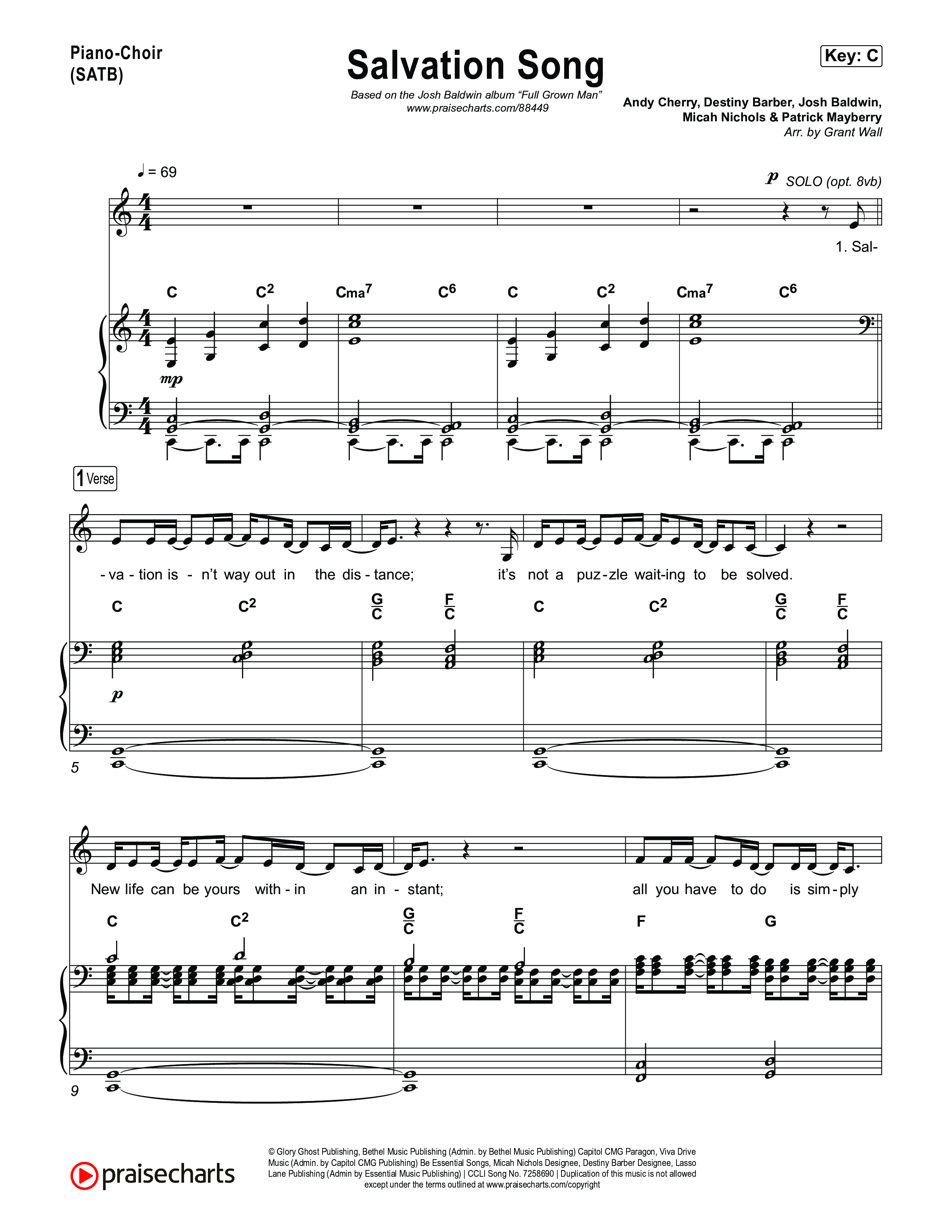 Salvation Song Piano/Vocal Pack (Josh Baldwin)