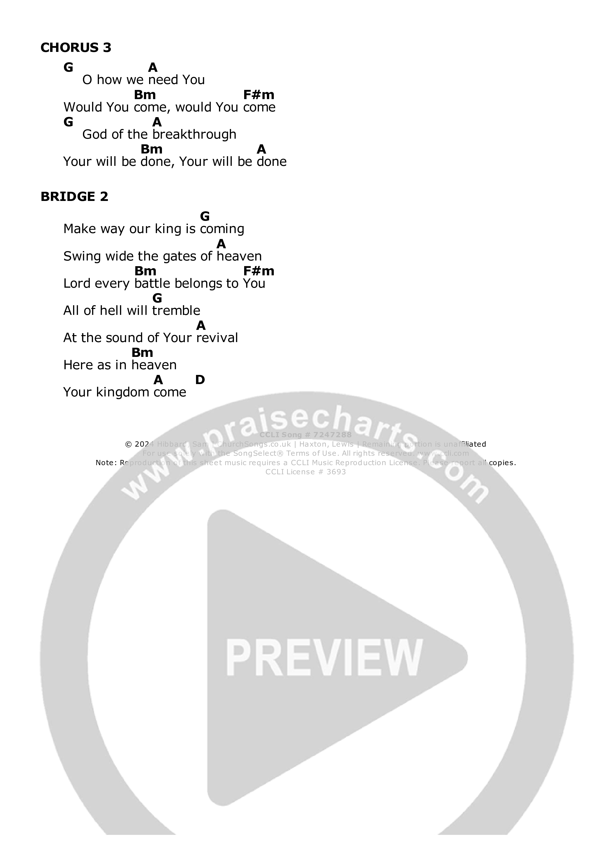 Your Kingdom Come Chord Chart (Sam Hibbard)