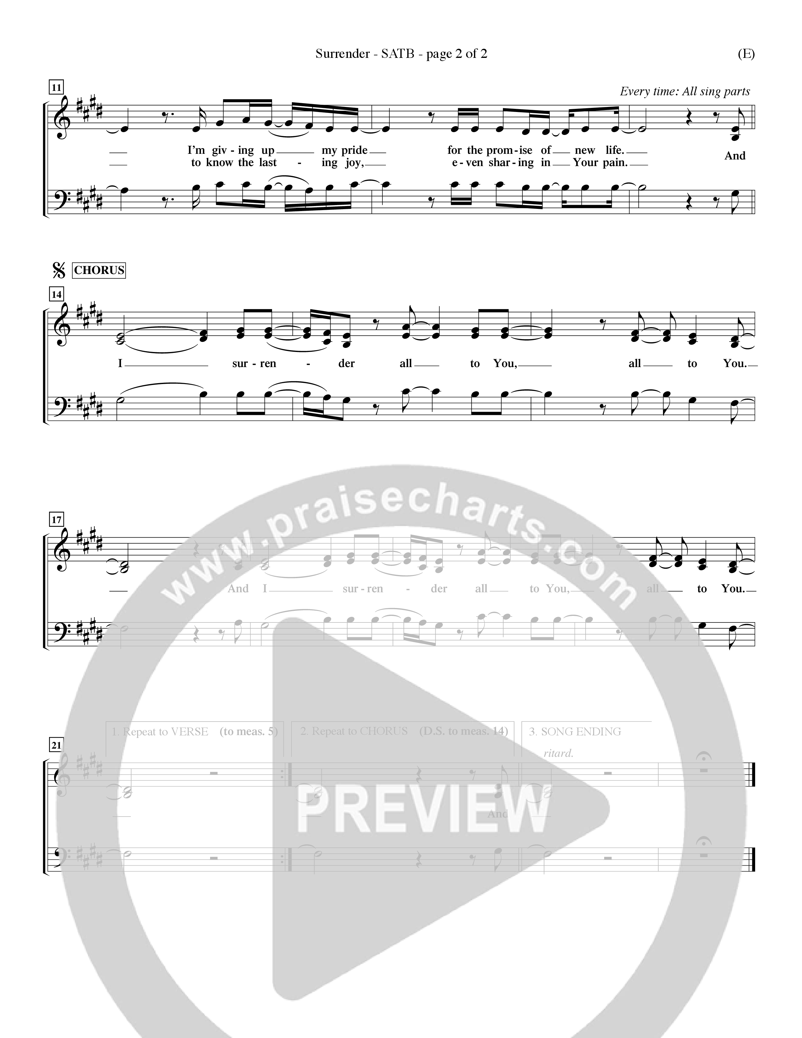 Surrender (Choral Anthem SATB) Choir Sheet (SATB) (Word Music Choral / Orch. Dave Williamson)