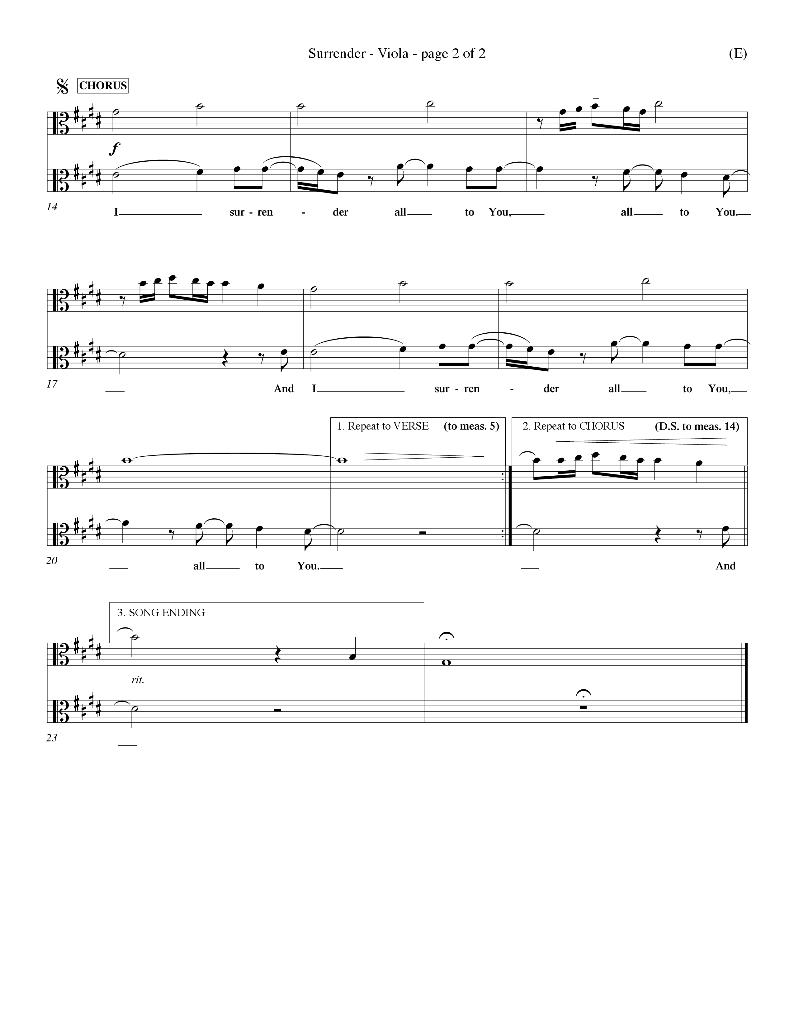Surrender (Choral Anthem SATB) Viola (Word Music Choral / Orch. Dave Williamson)